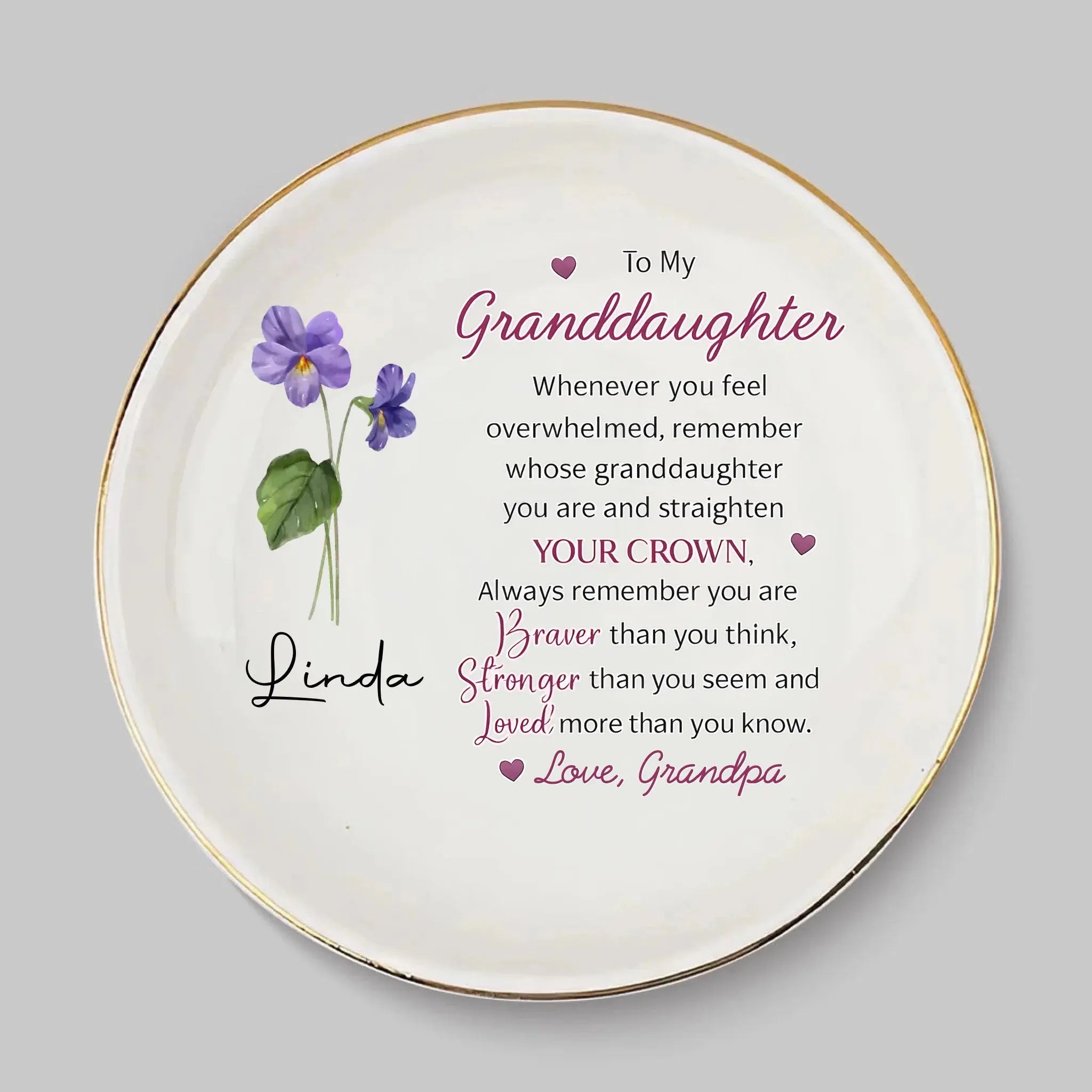 Custom Flower Jewelry Dish For Granddaughter, Gift for Grandkids Duconspace