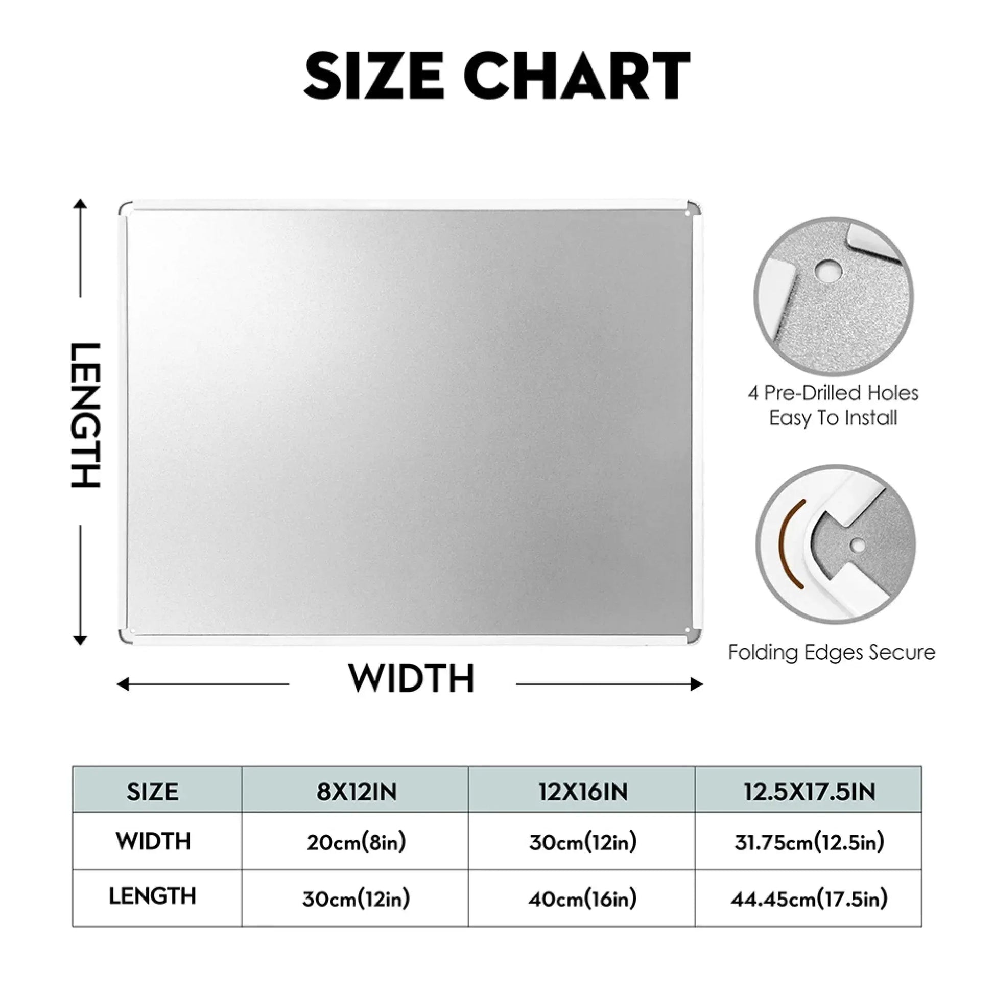 Duconspace Metal Sign Size Chart and Details