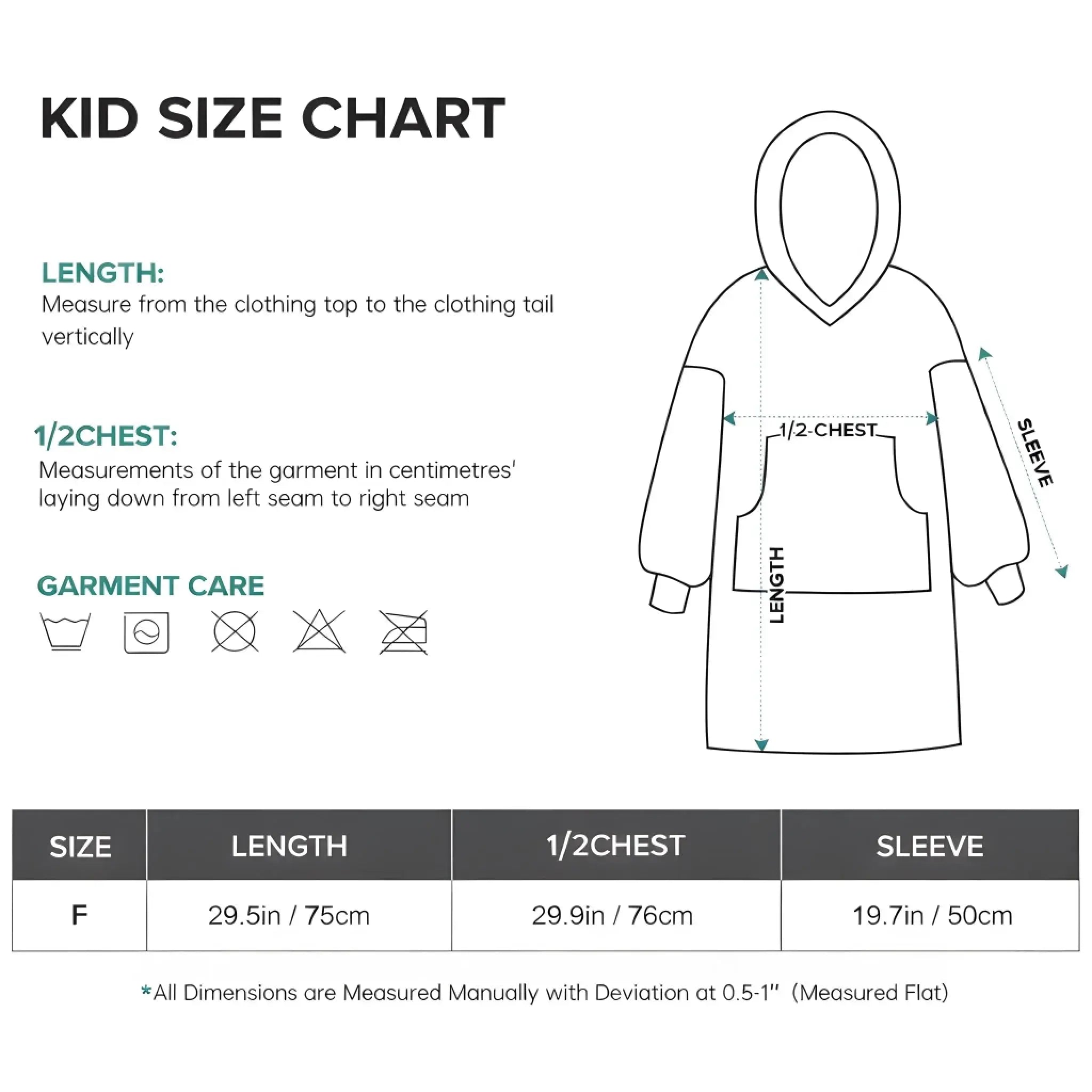 Duconspace Kid Snug Hoodie Size Chart