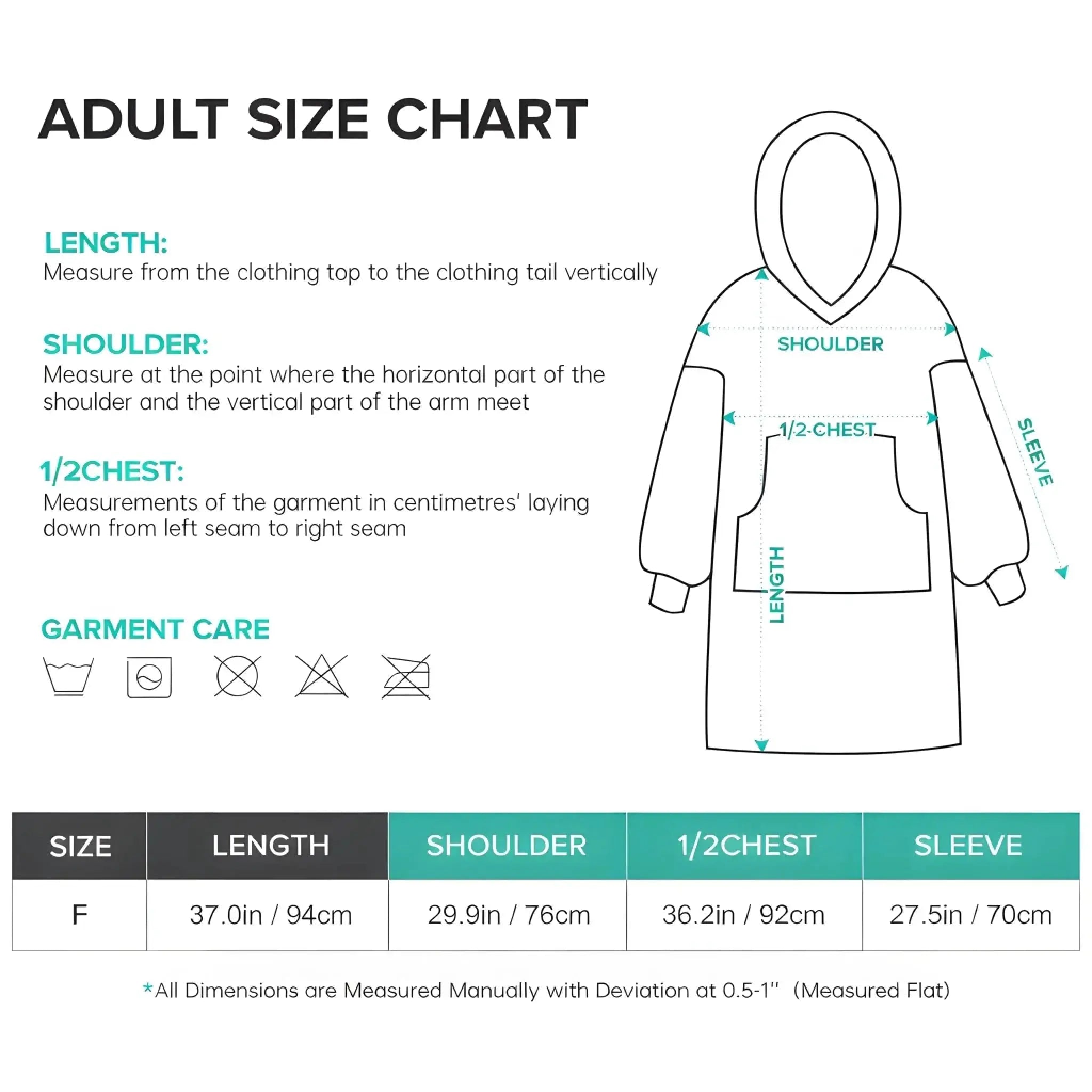 Duconspace Adult Snug Hoodie Size Chart