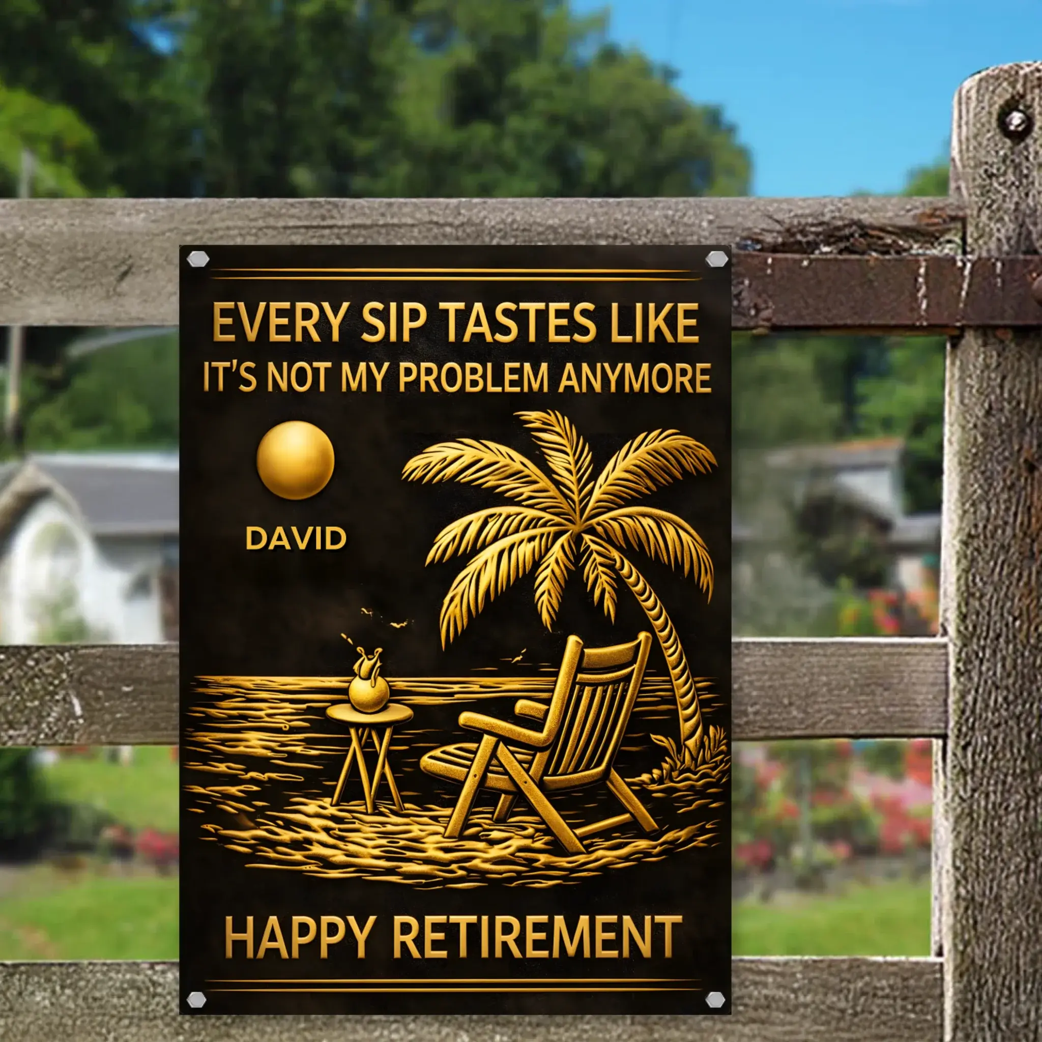 Duconspace Metal Sign Portrait Hanging On Garden Fence