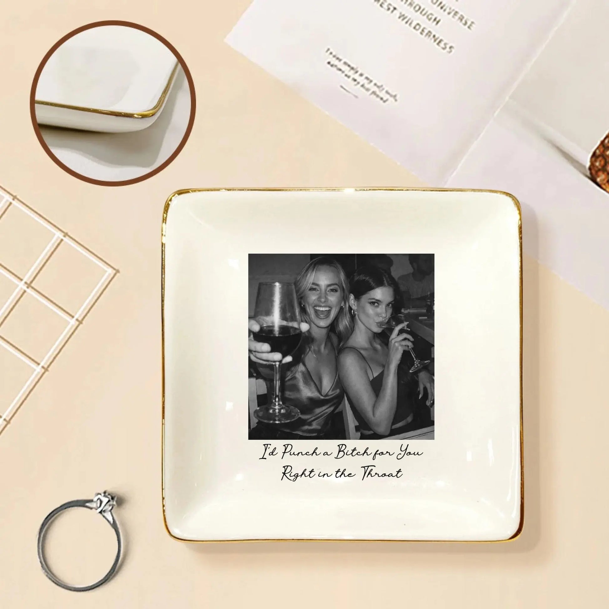 Custom Photo Jewelry Dish For Bestie Duconspace
