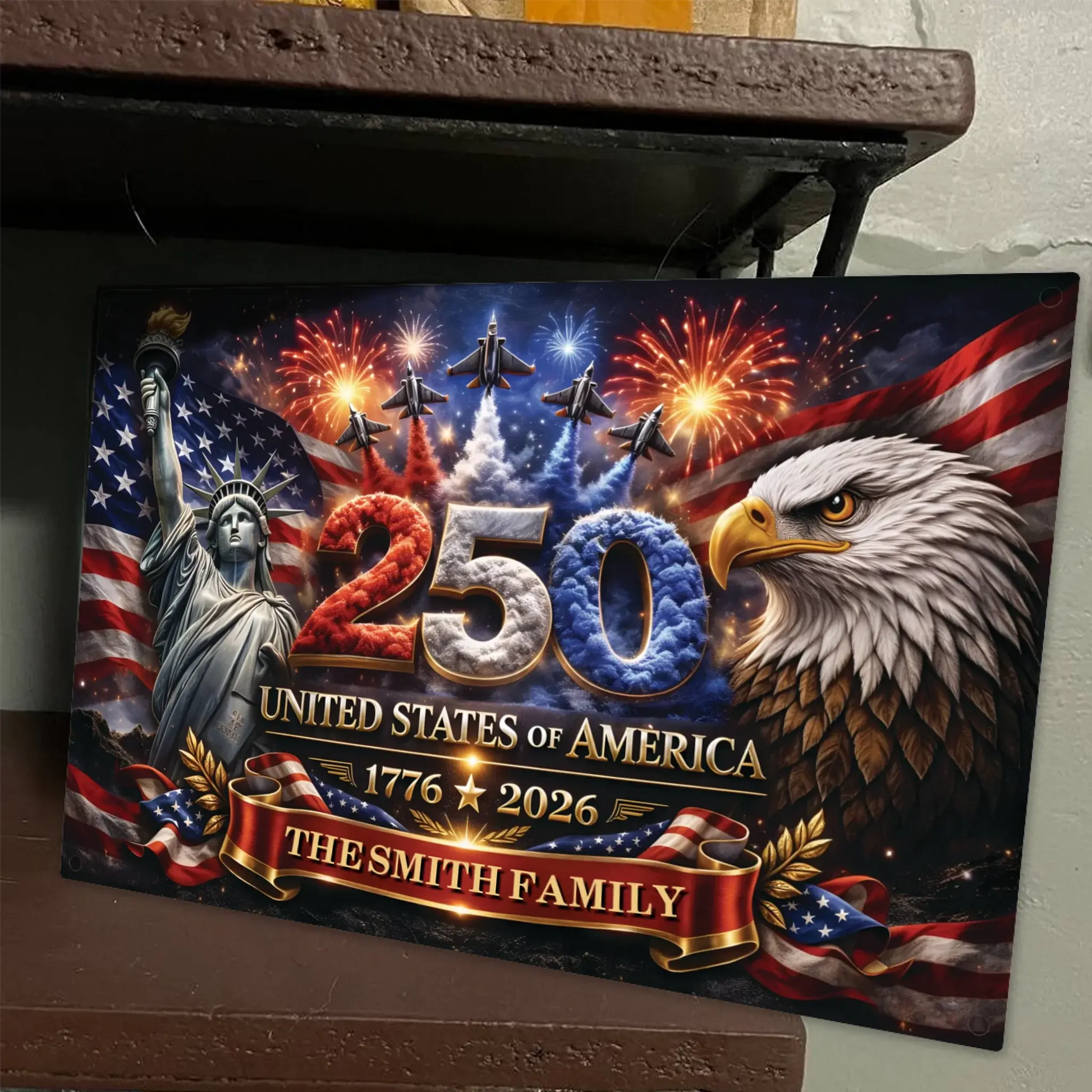 Duconspace Metal Sign Lanscape Zoom In, Metal Sign Decor on Table