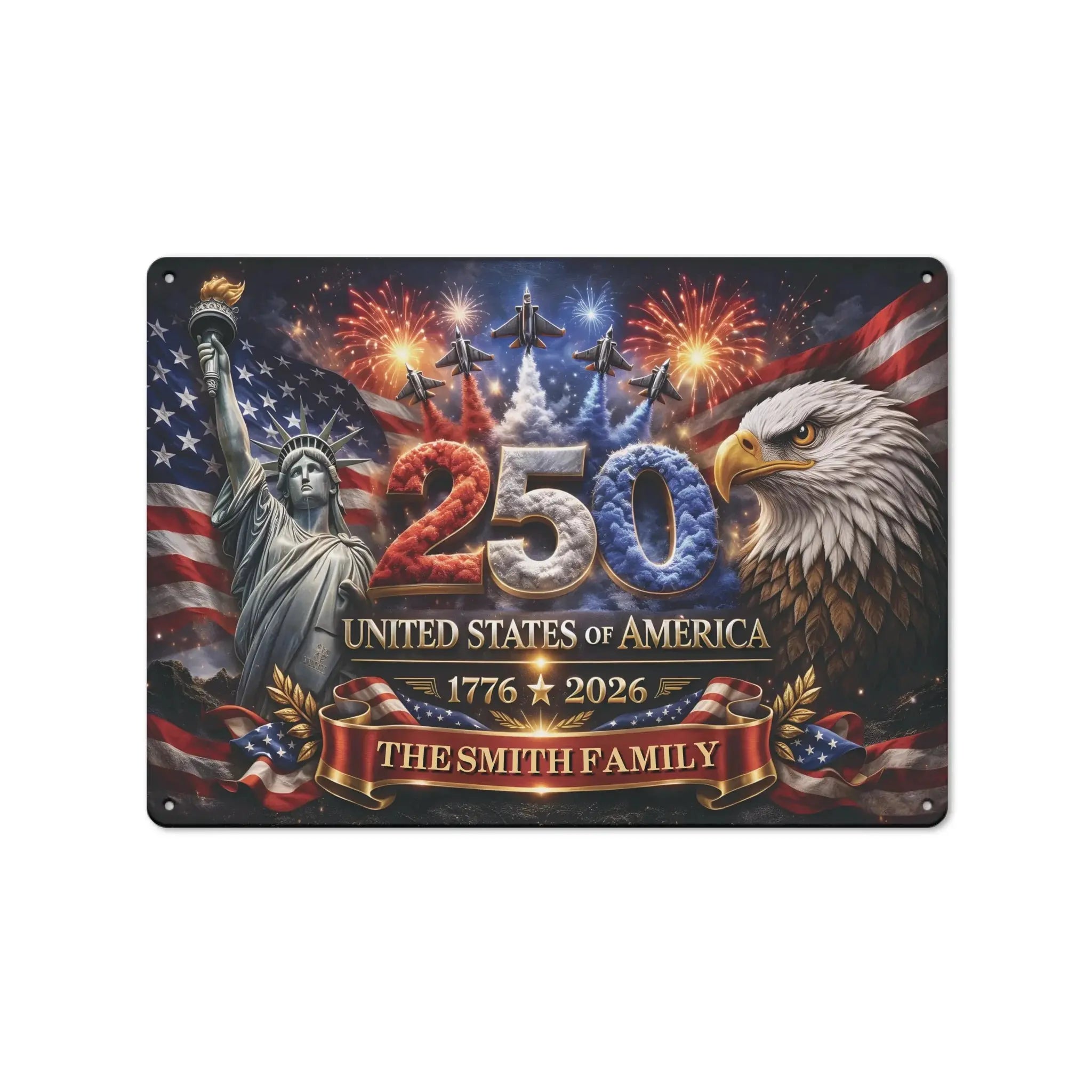 Custom Patriotic 250th USA Family Metal Sign Duconspace