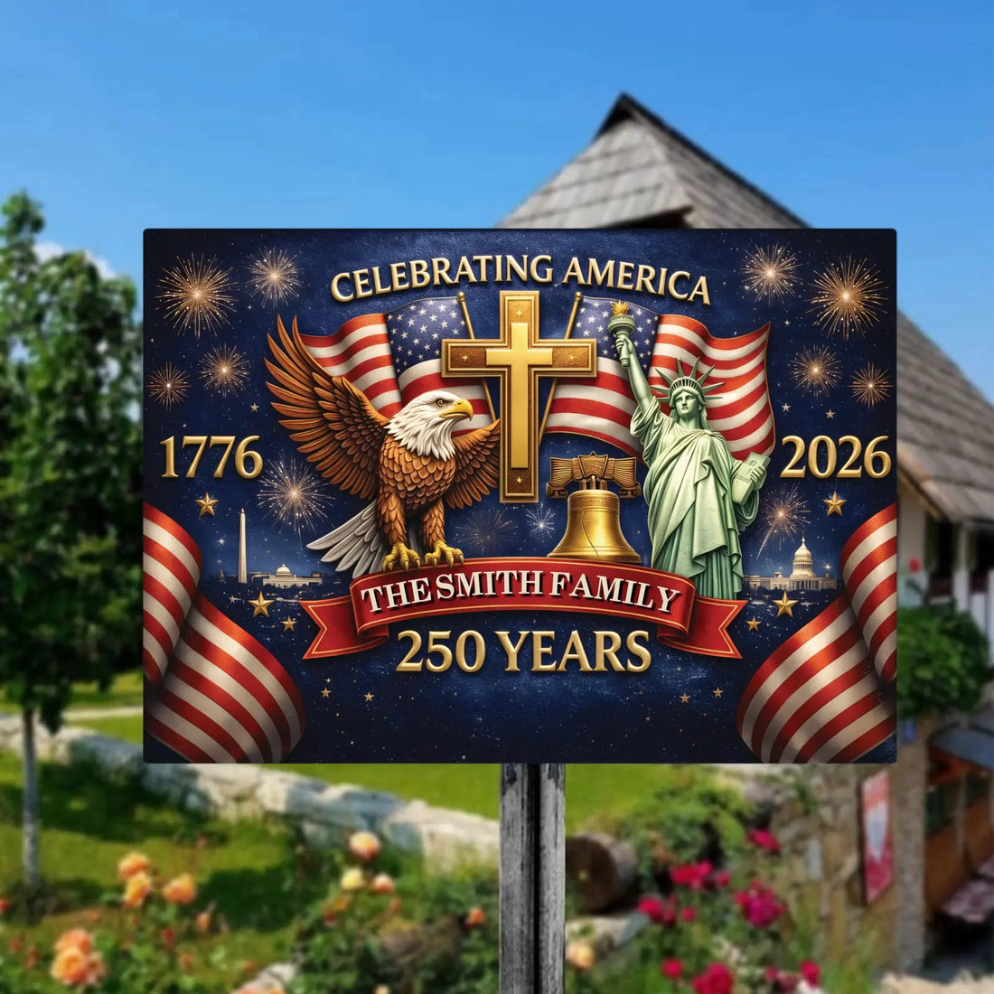 USA 250th Anniversary Custom Family Sign Duconspace