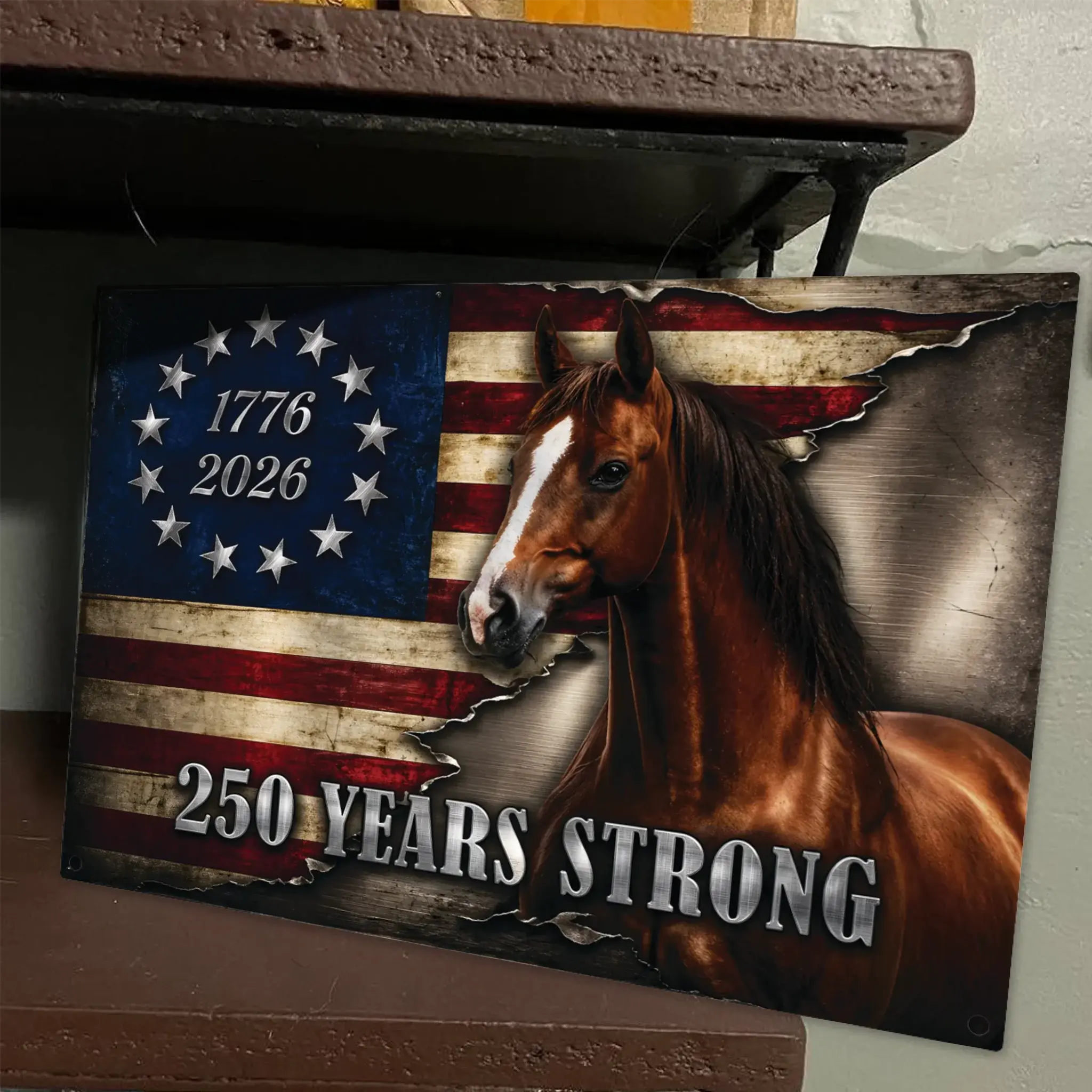 Duconspace Metal Sign Lanscape Zoom In, Metal Sign Decor on Table