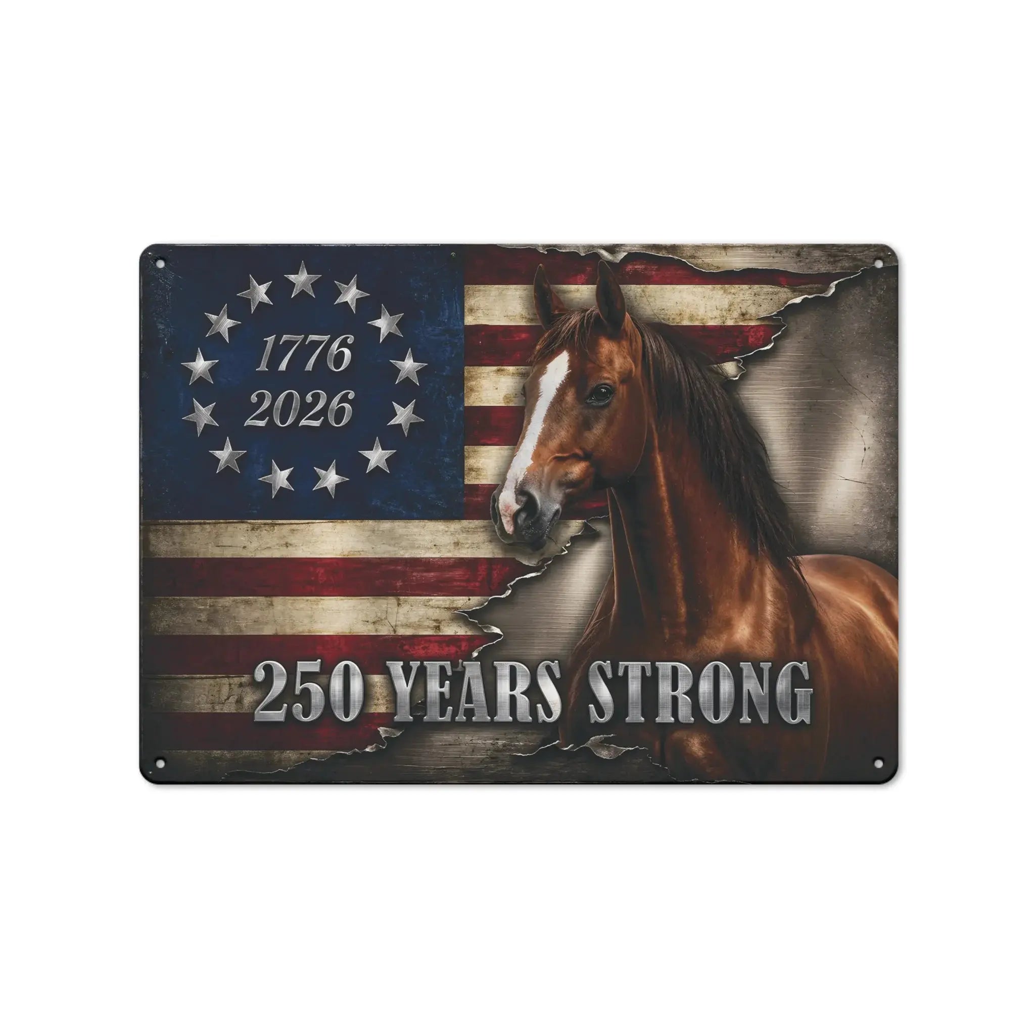 American Horse 250 Years Strong Metal Sign Duconspace