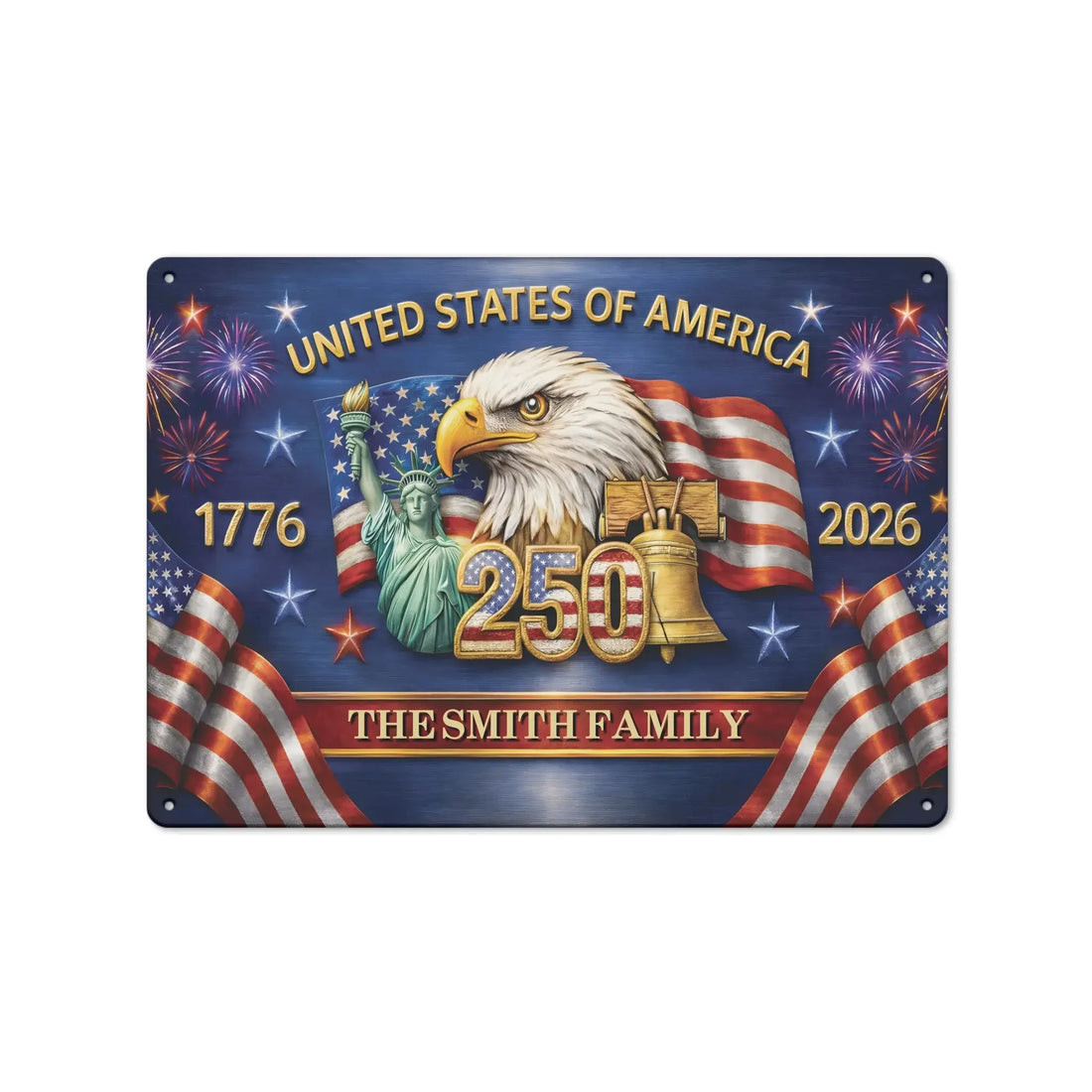 Personalized USA 250 Eagle Family Metal Sign Duconspace