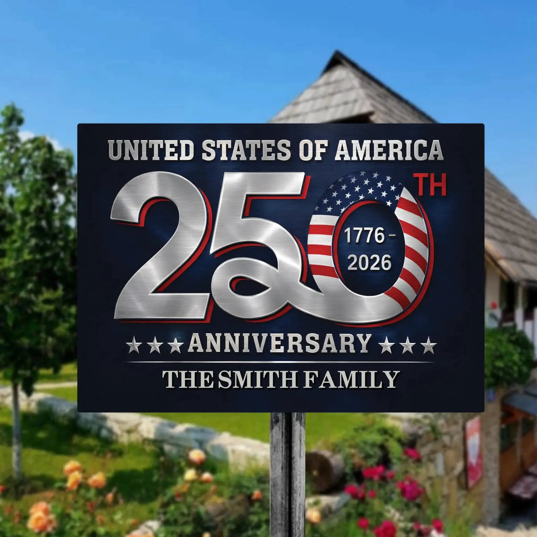 USA 250th Anniversary Custom Family Metal Sign Duconspace