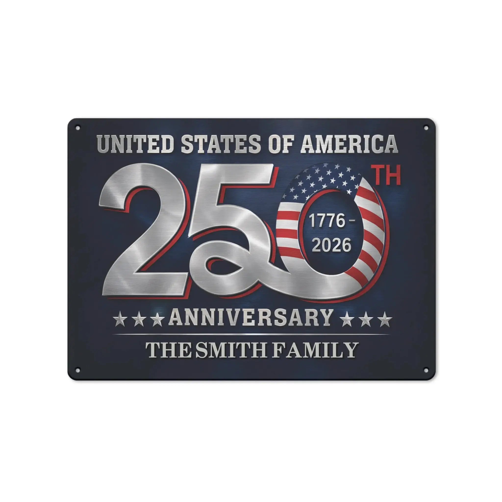 USA 250th Anniversary Custom Family Metal Sign Duconspace