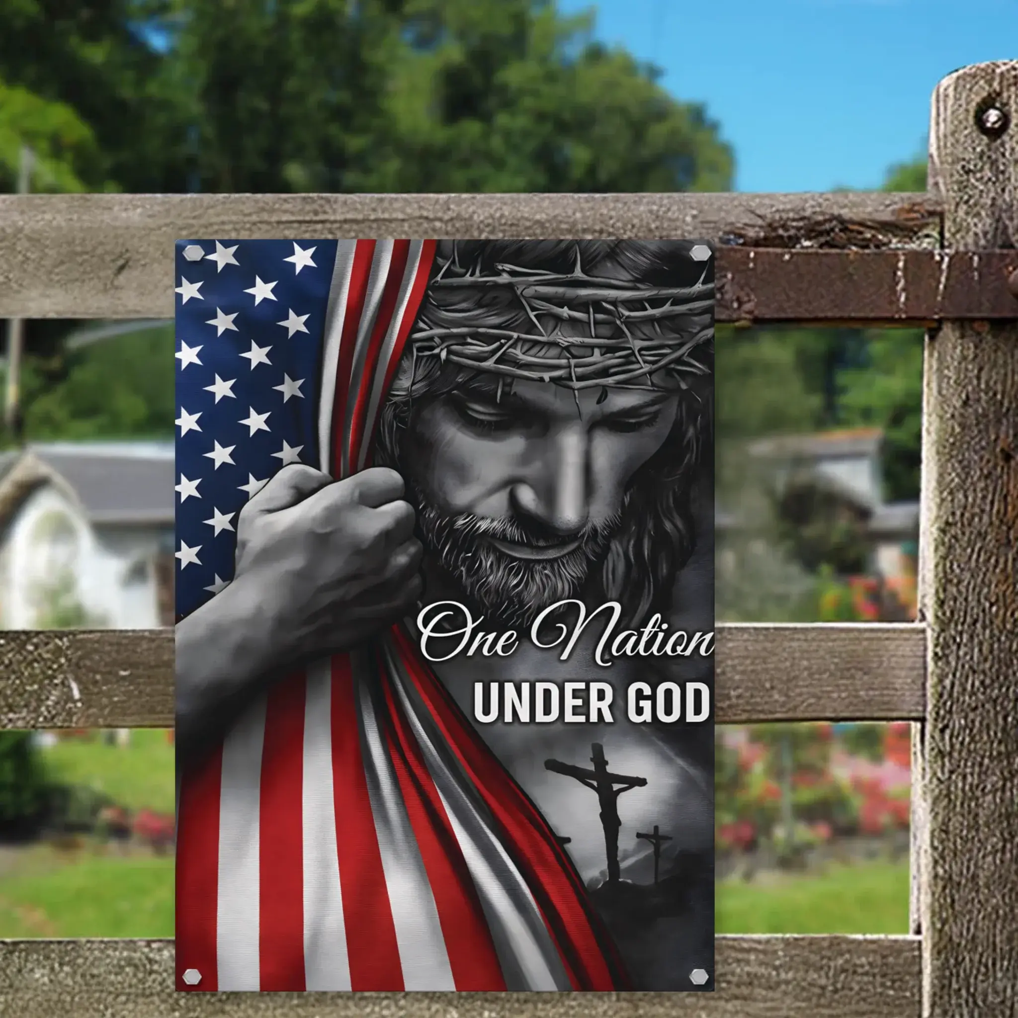 Duconspace Metal Sign Portrait Hanging On Garden Fence