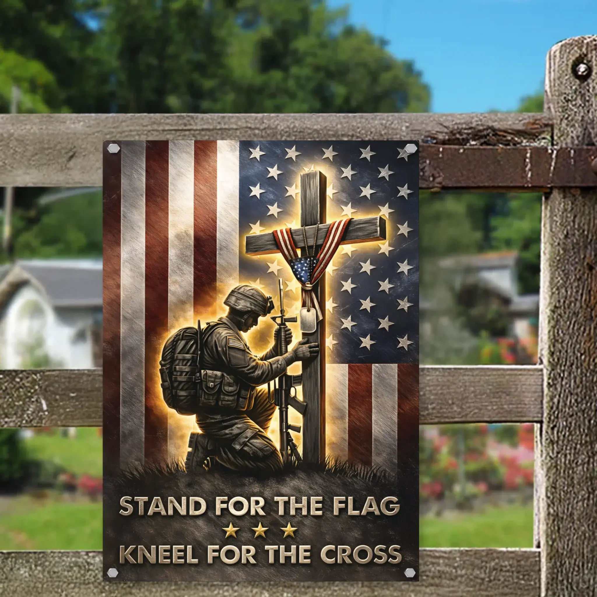 Duconspace Metal Sign Portrait Hanging On Garden Fence