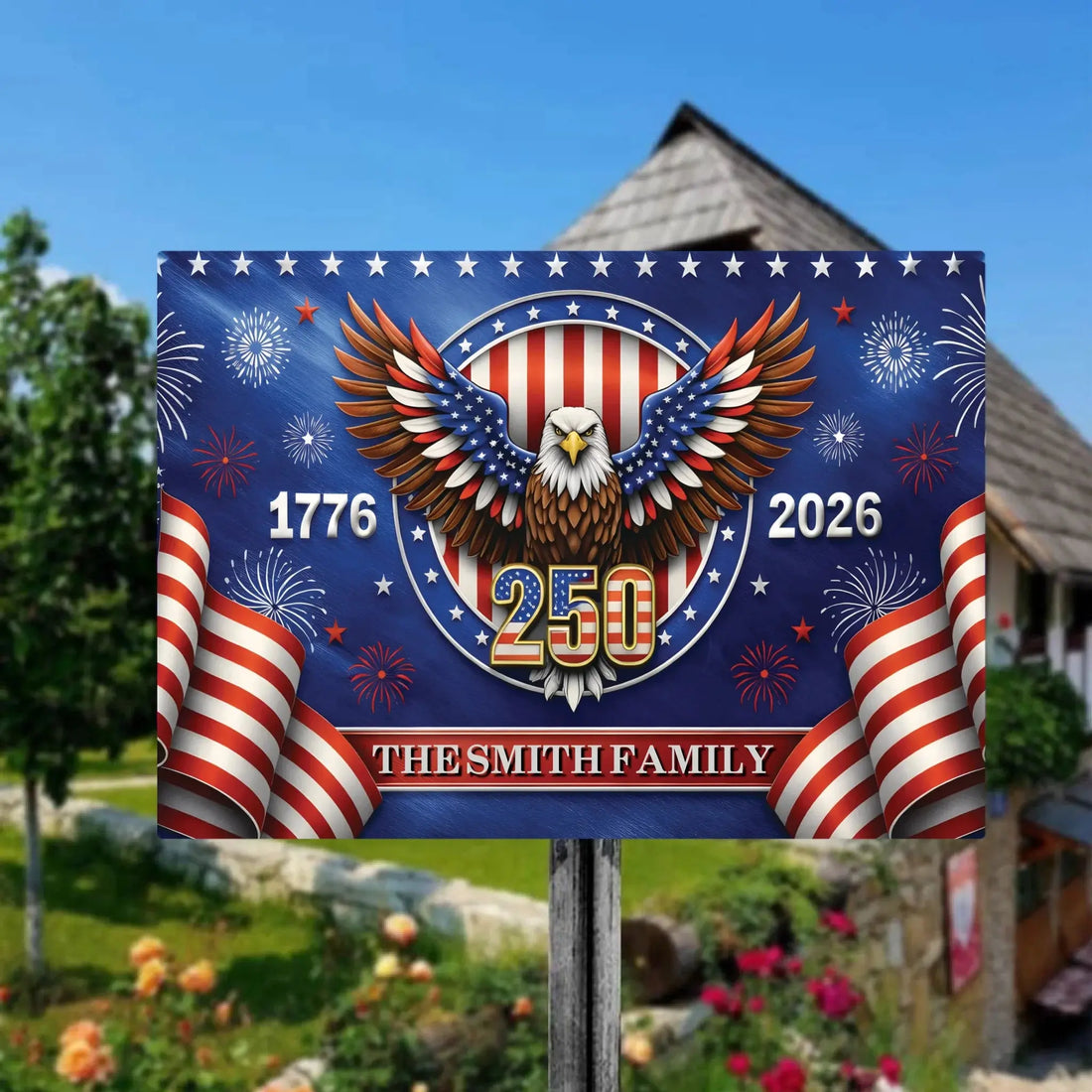 Personalized USA 250 Eagle Metal Sign Duconspace