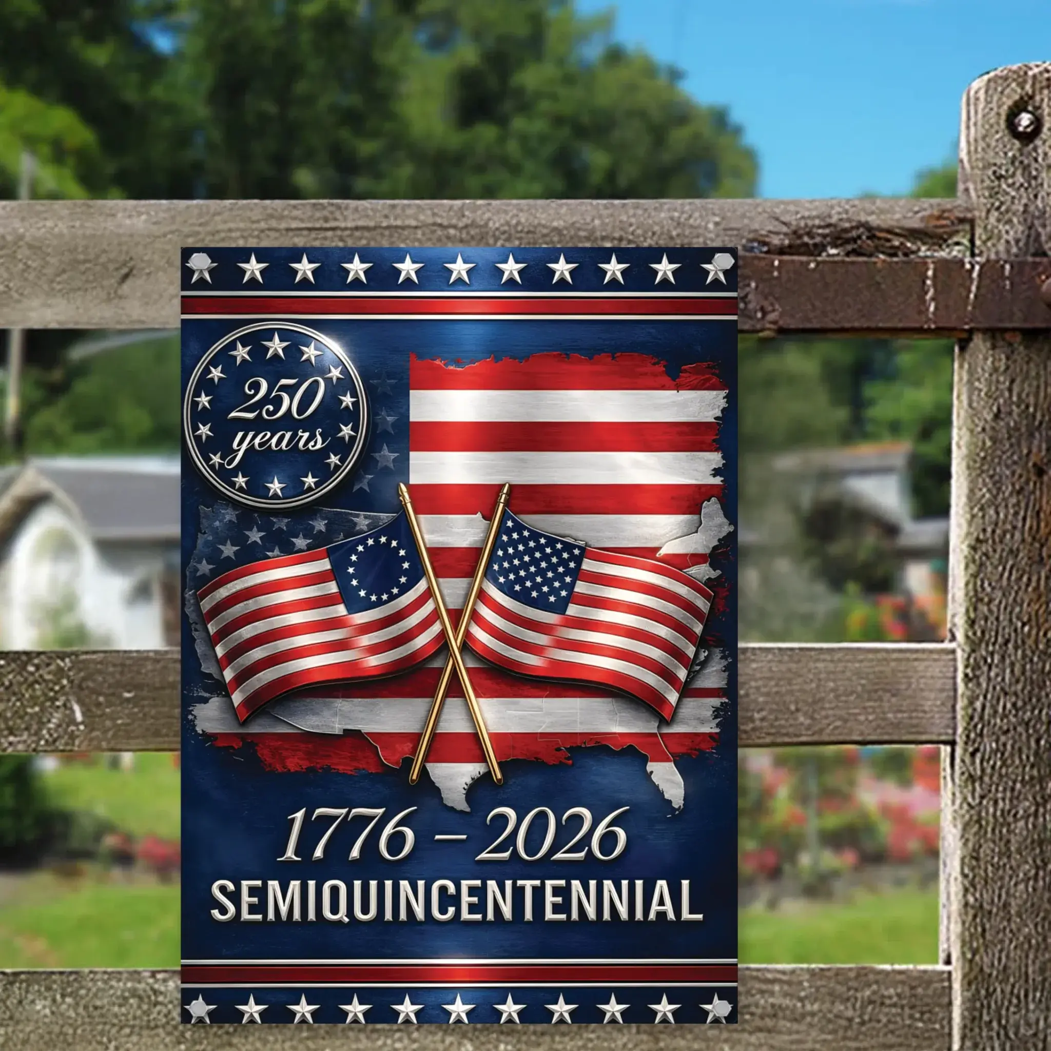 Duconspace Metal Sign Portrait Hanging On Garden Fence