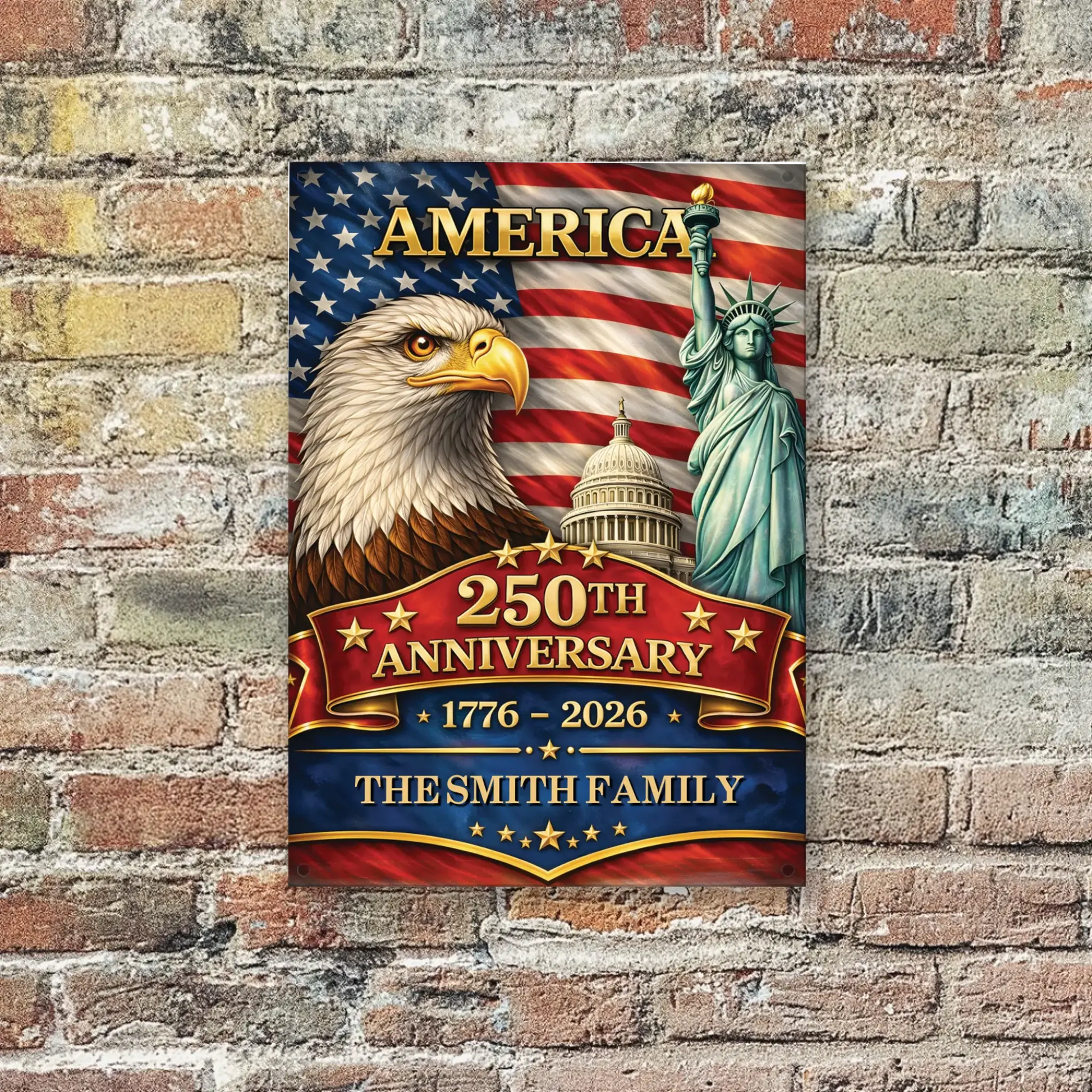 Duconspace Metal Sign Portrait Hanging On A Wall Outside House