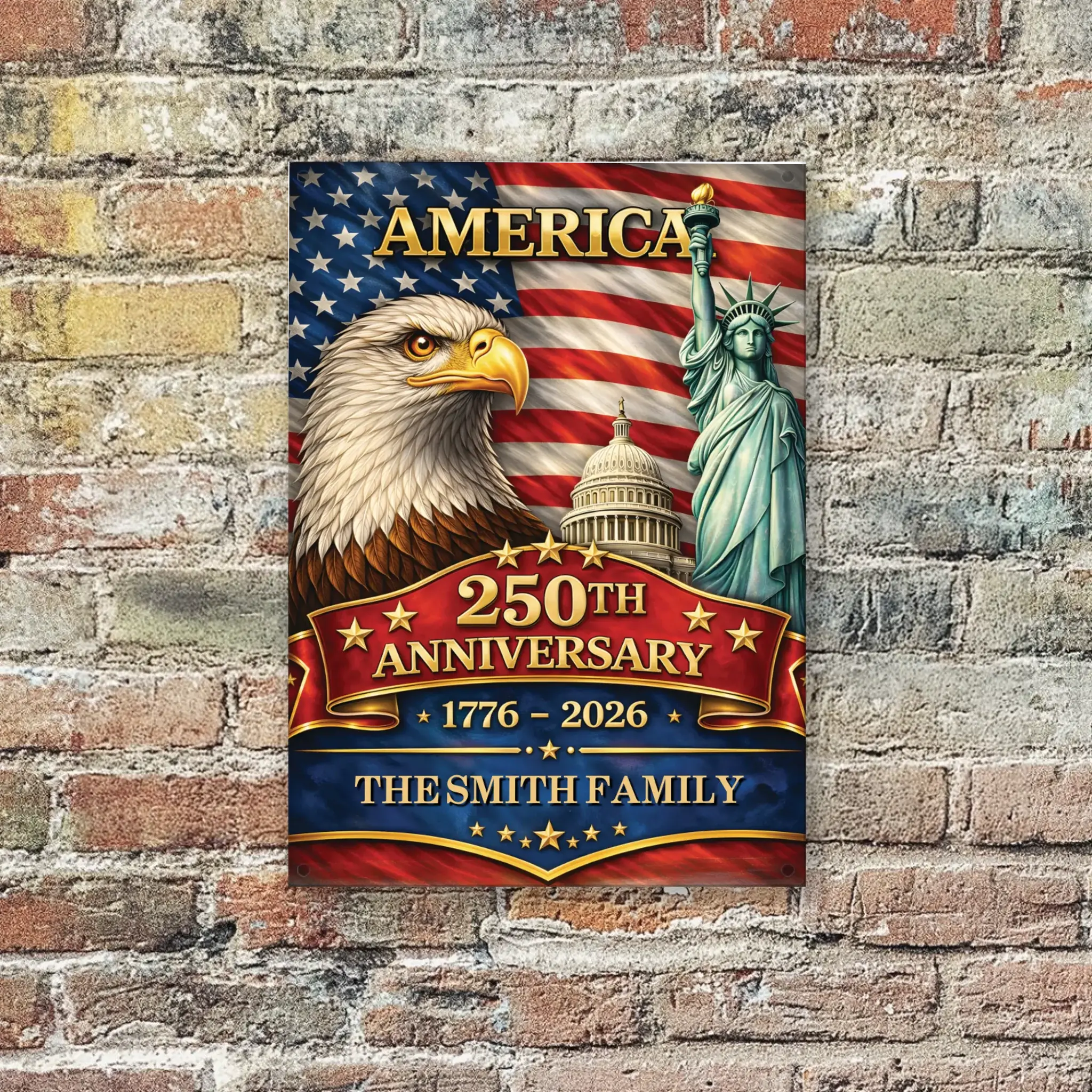 Duconspace Metal Sign Portrait Hanging On A Wall Outside House