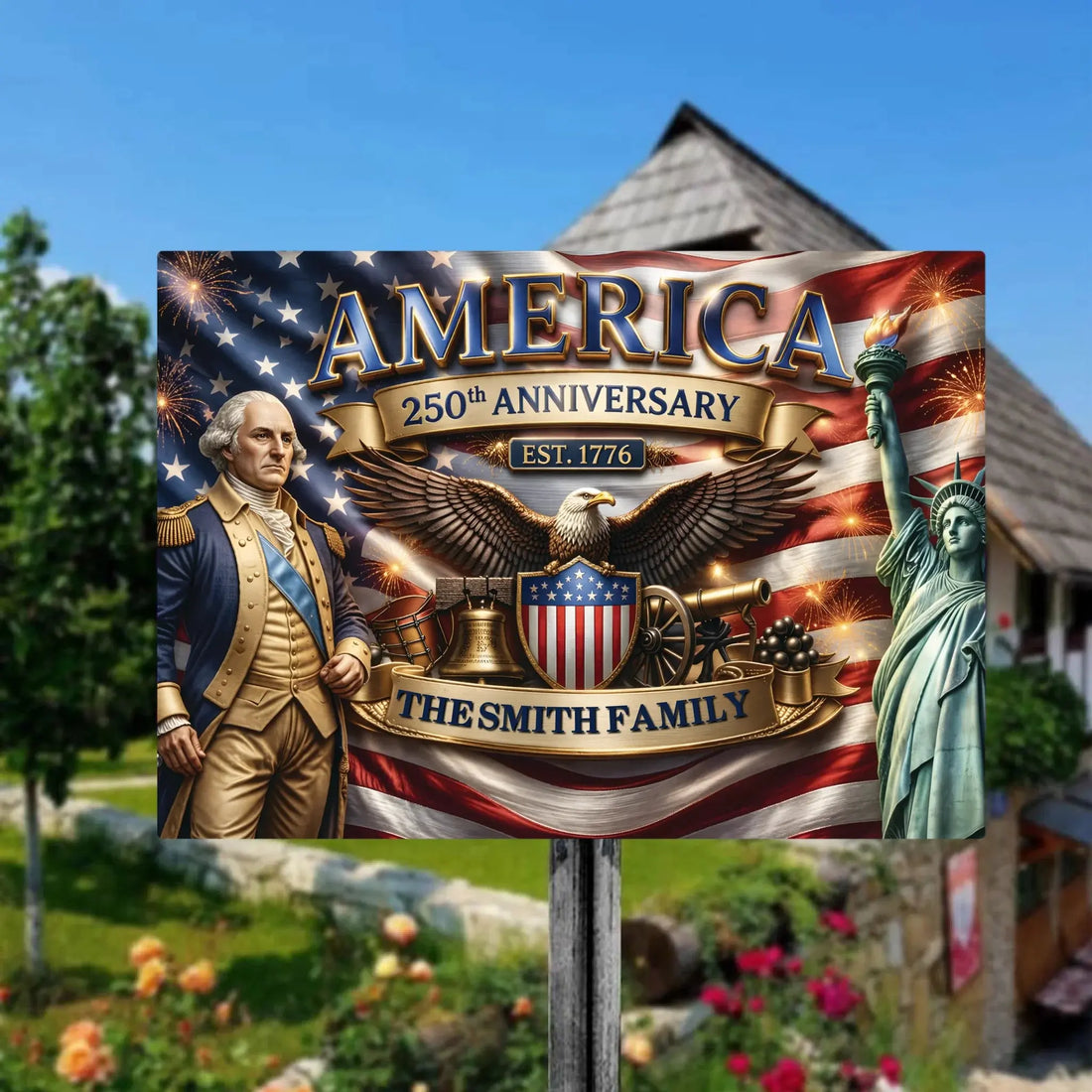 USA 250th Anniversary Family Metal Sign Duconspace