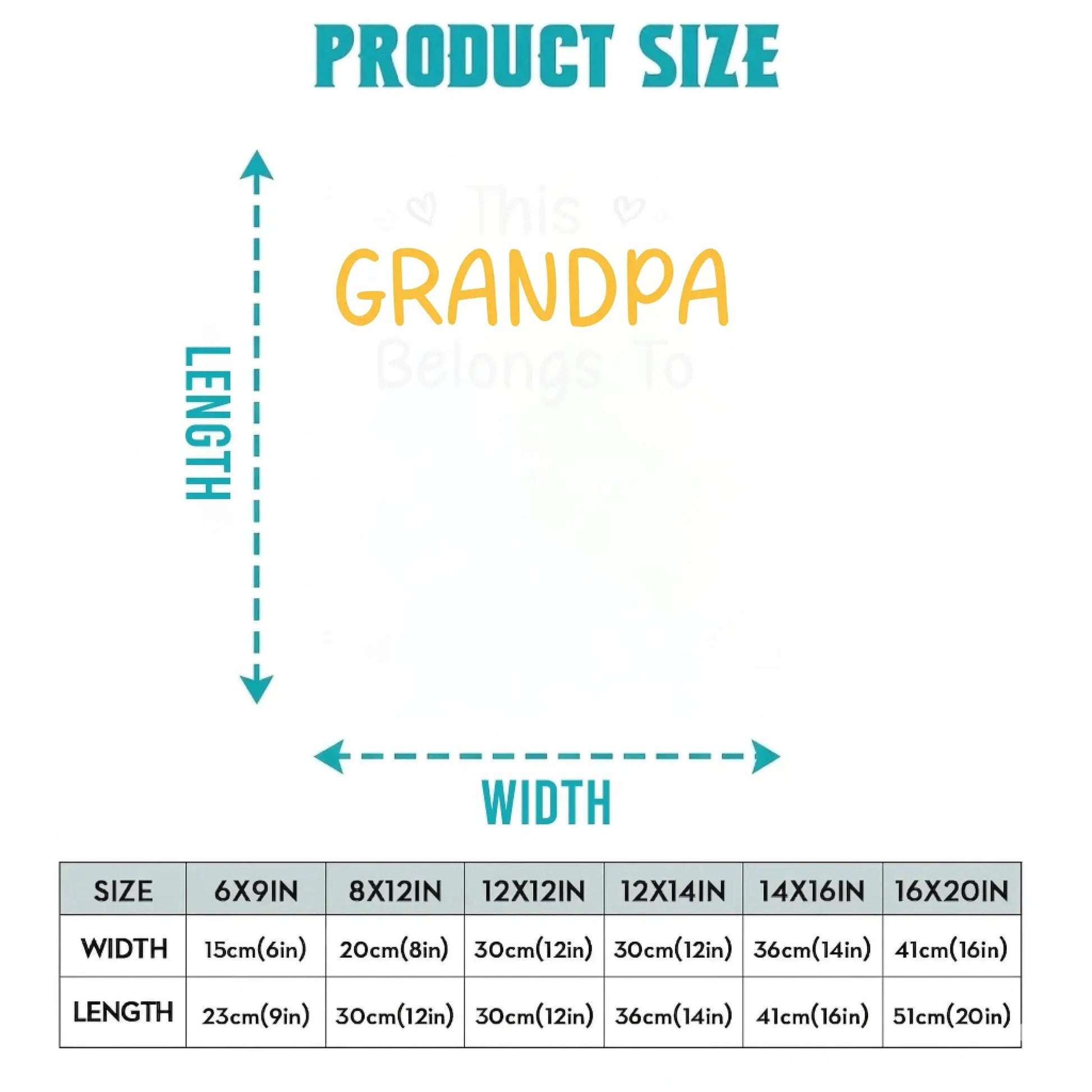 Decal Product Detail Size Chart