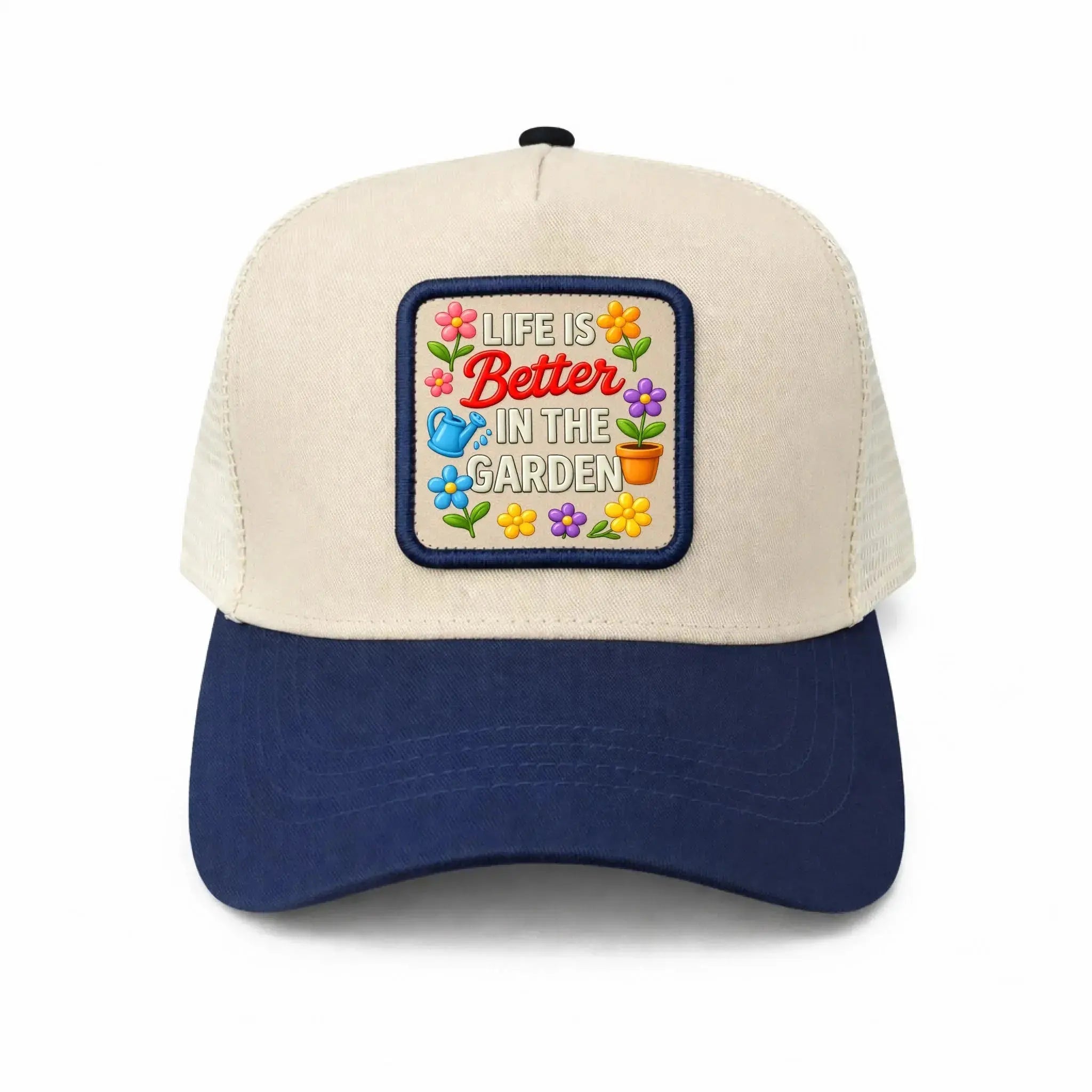 Leather Mesh Back Trucker Cap blue