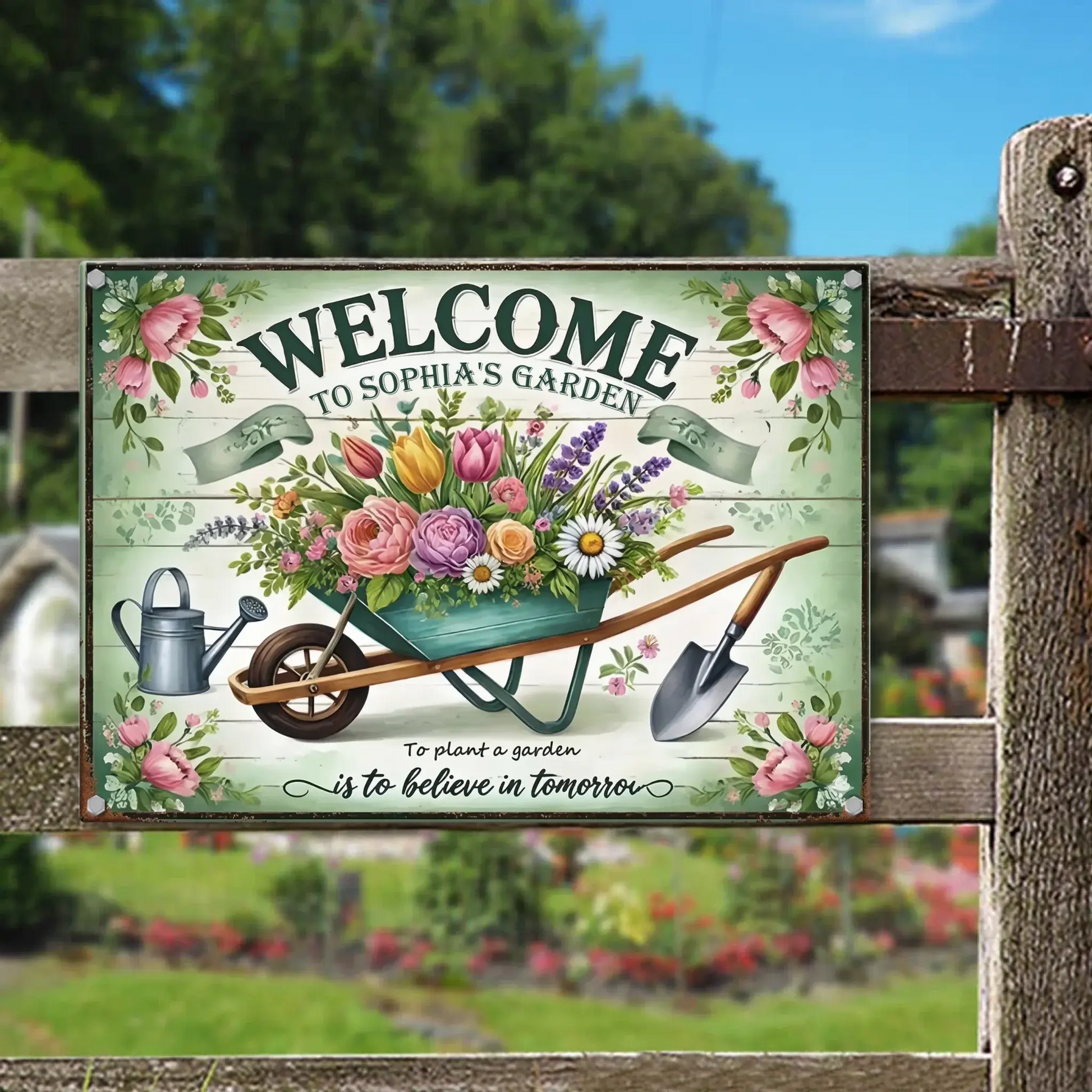 Duconspace Metal Sign Lanscape Outdoor, Metal Sign Hanging on Garden Fence