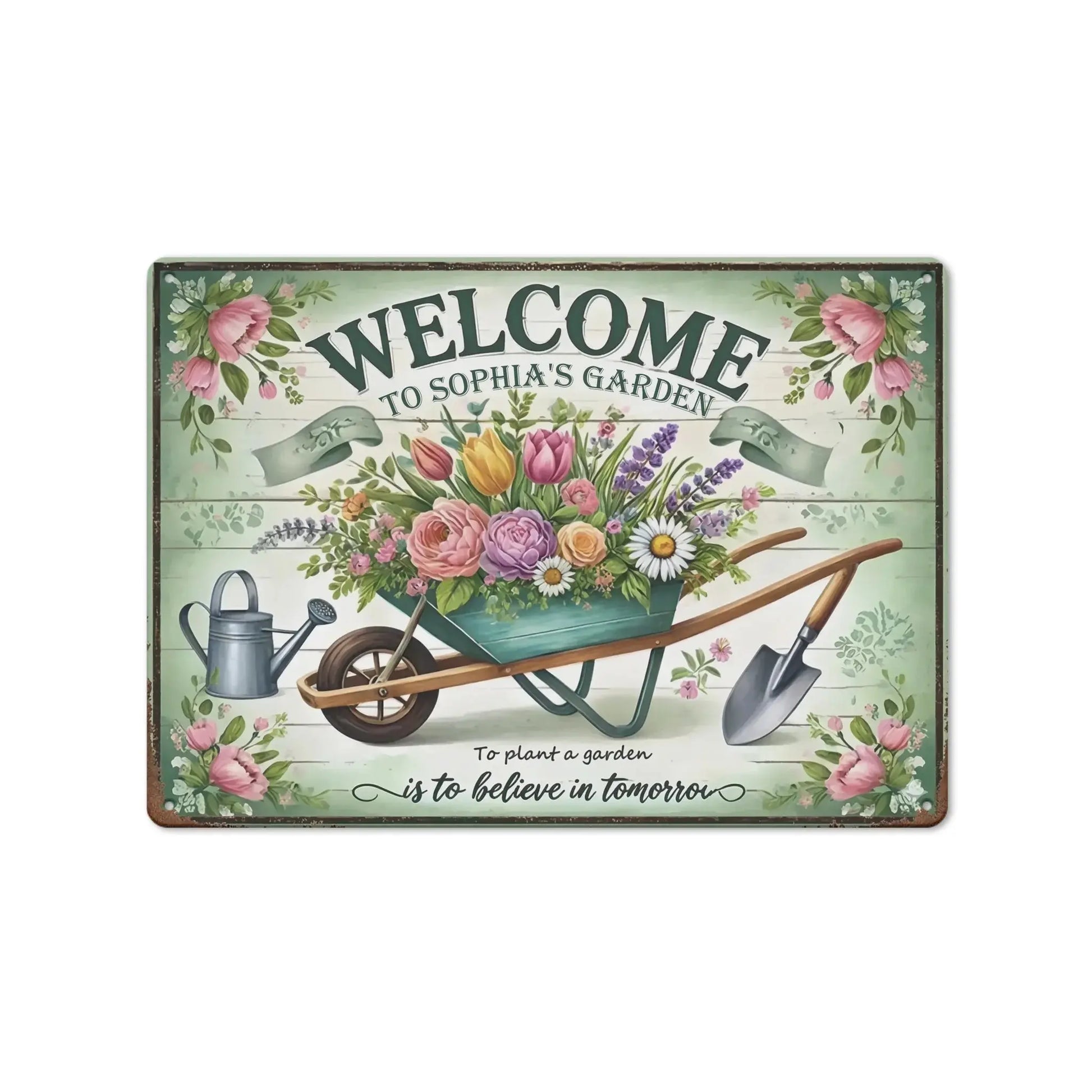 Personalized Garden Metal Sign Custom Name Gift Duconspace