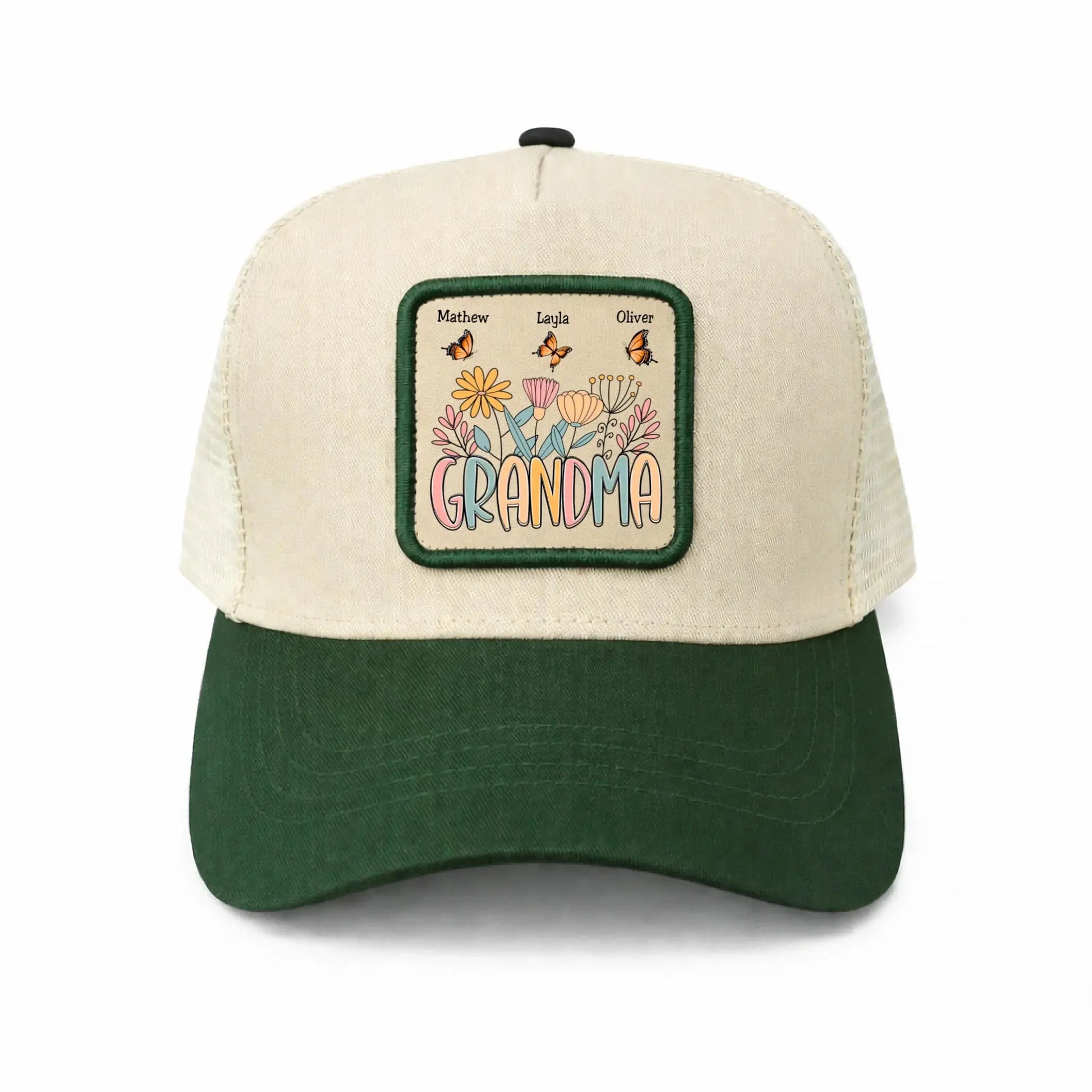 Leather Mesh Back Trucker Cap green