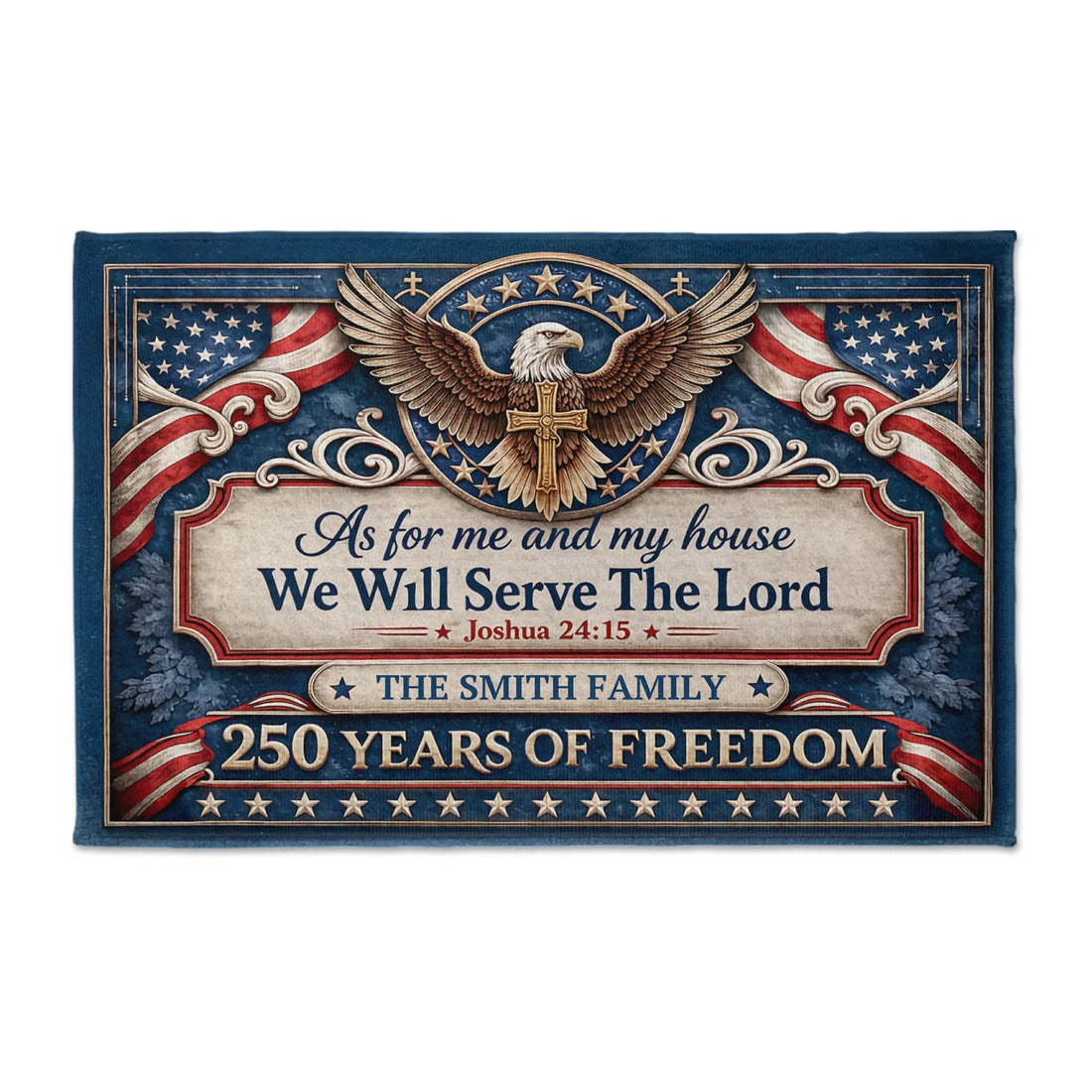 Custom Patriotic Christian Doormat Family Name Duconspace