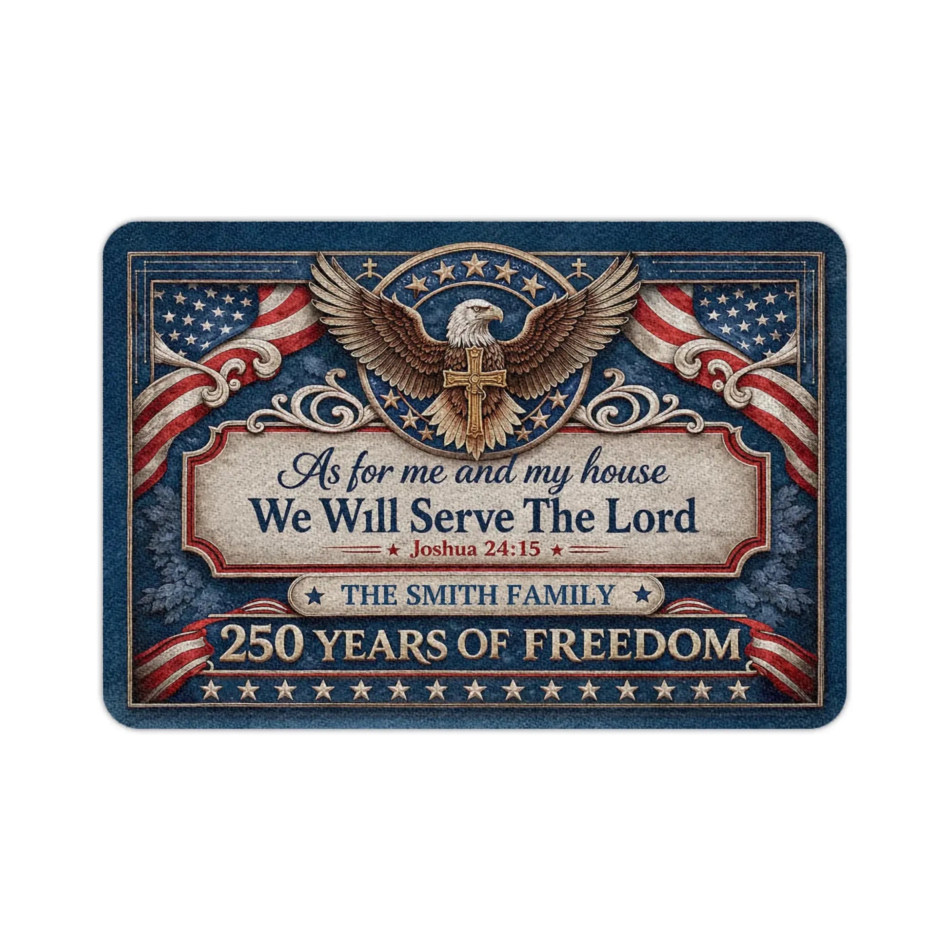 Custom Patriotic Christian Doormat Family Name Duconspace