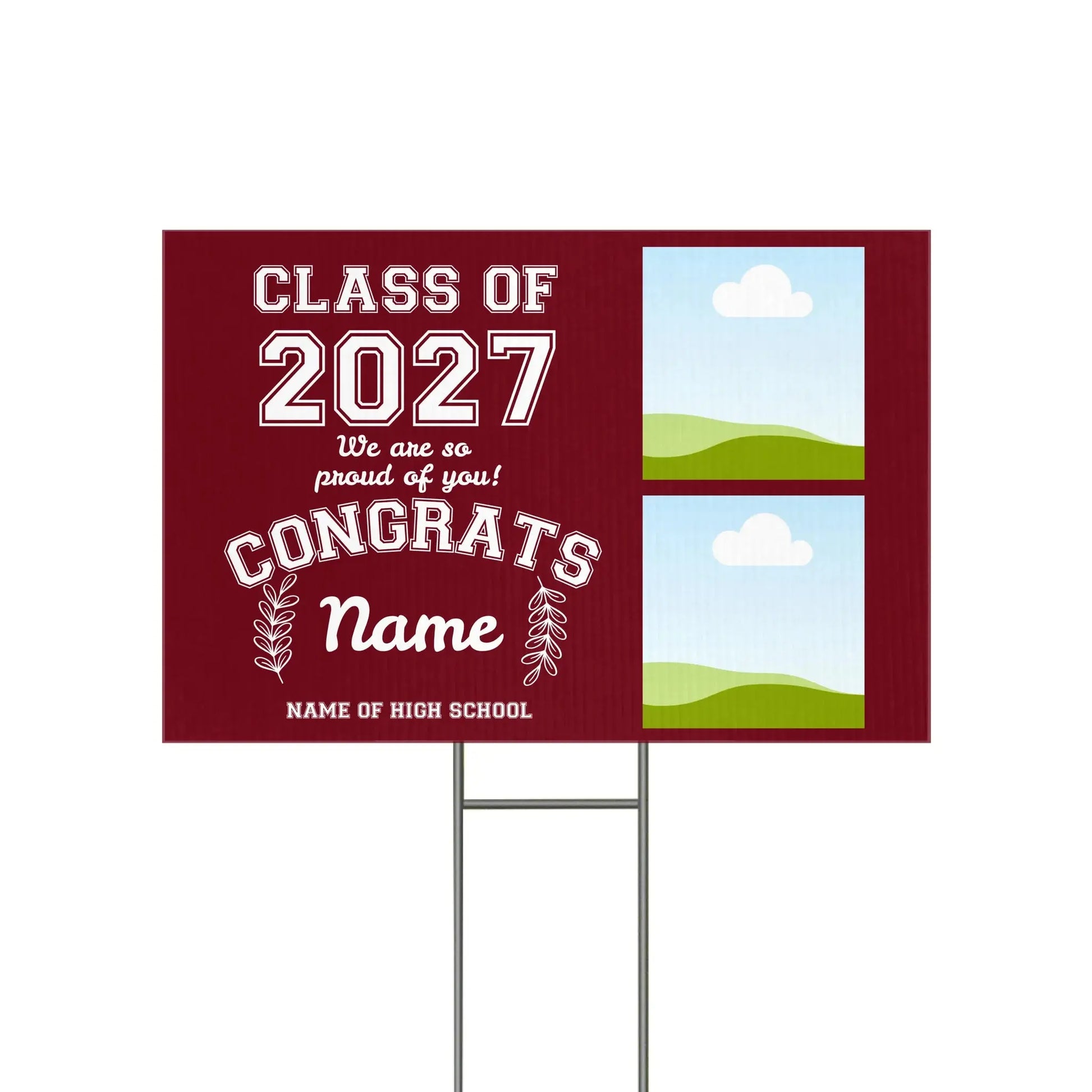 Custom Graduation Yard Sign Photo Text Class 2027 Duconspace