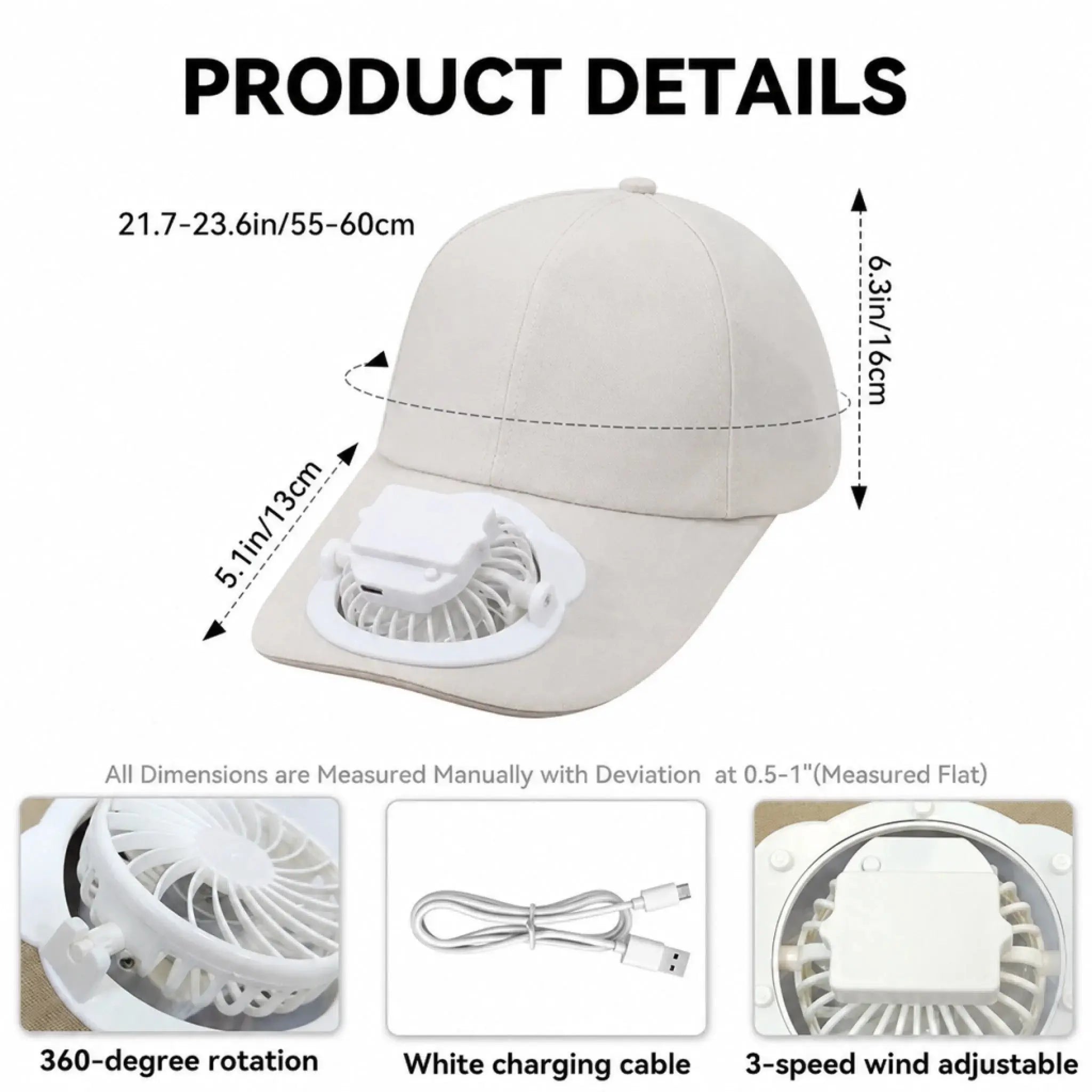 Rechargeable Fan Cap Detail 2