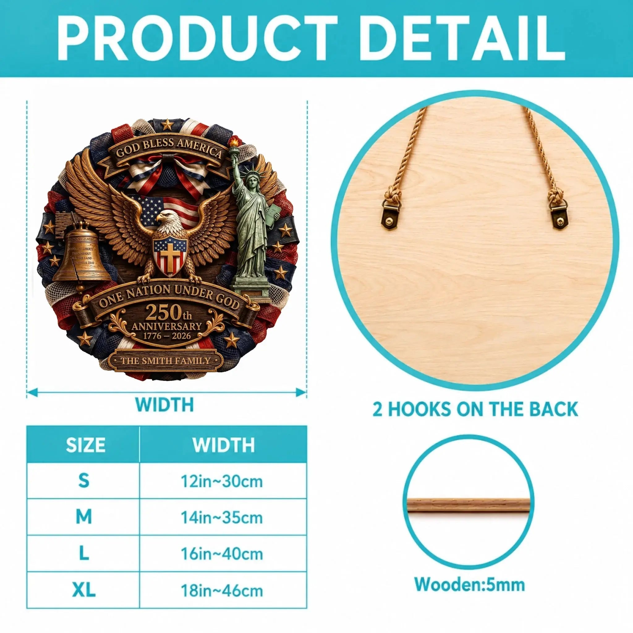 Wood sign Product Size Chart Details