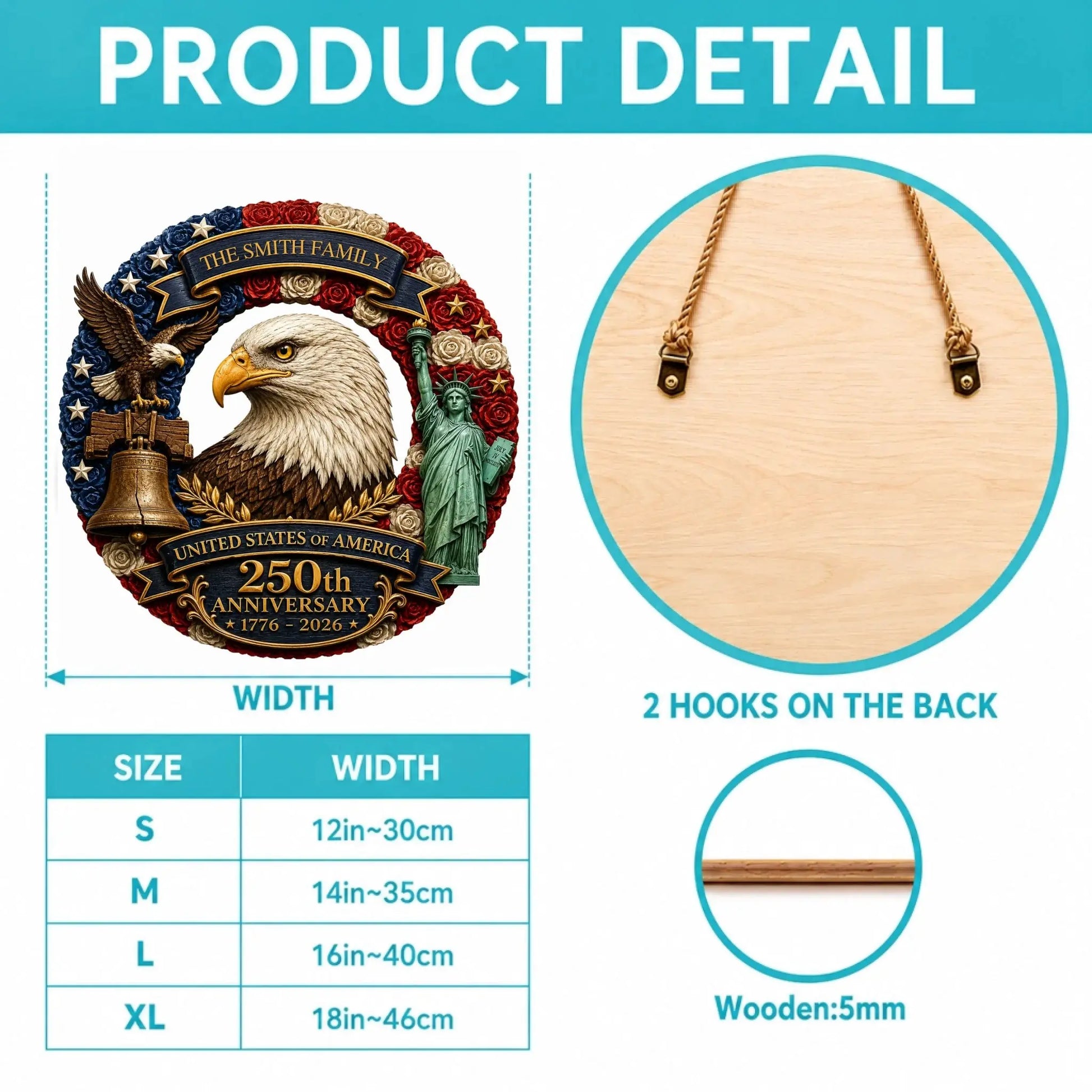 Wood sign Product Size Chart Details