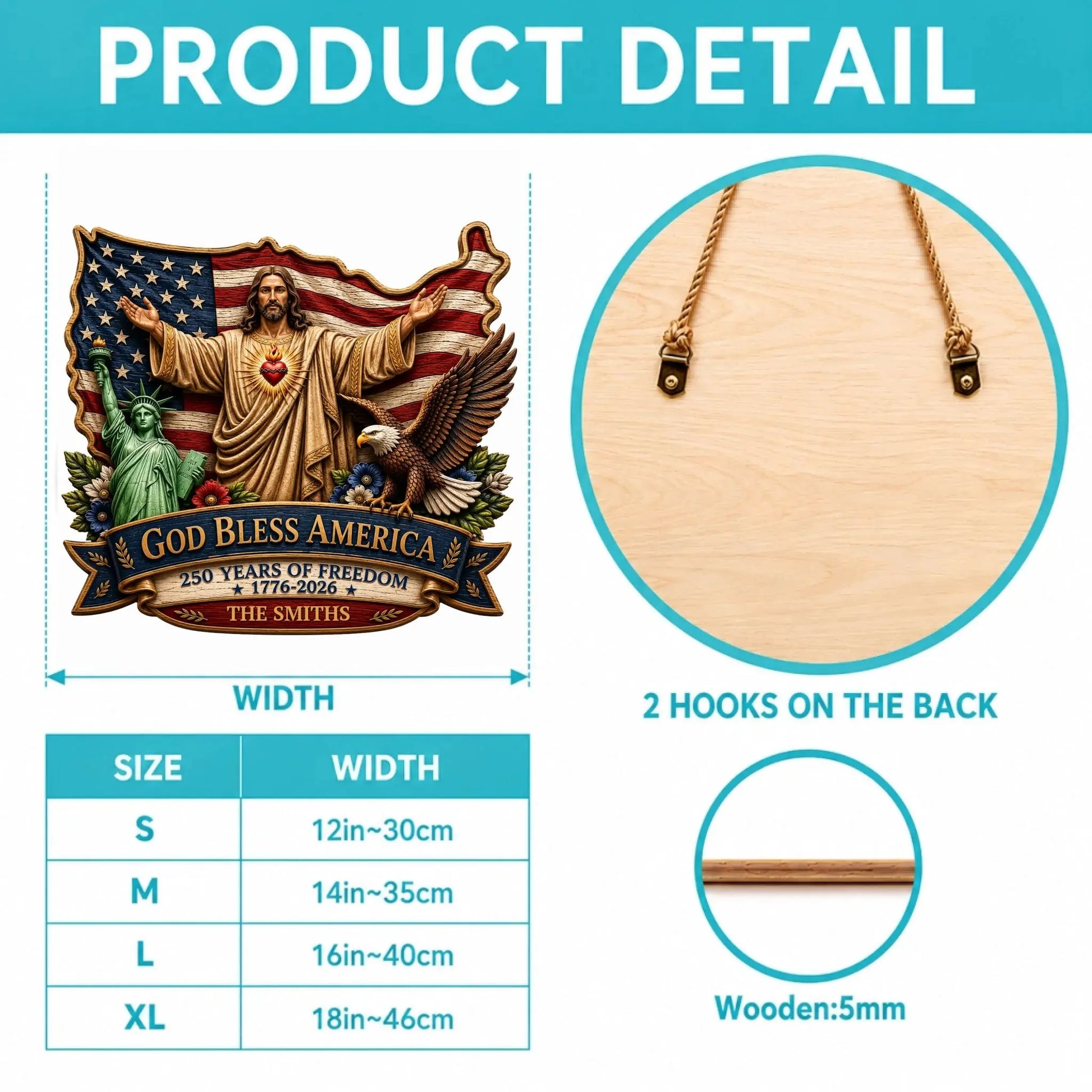 Wood sign Product Size Chart Details