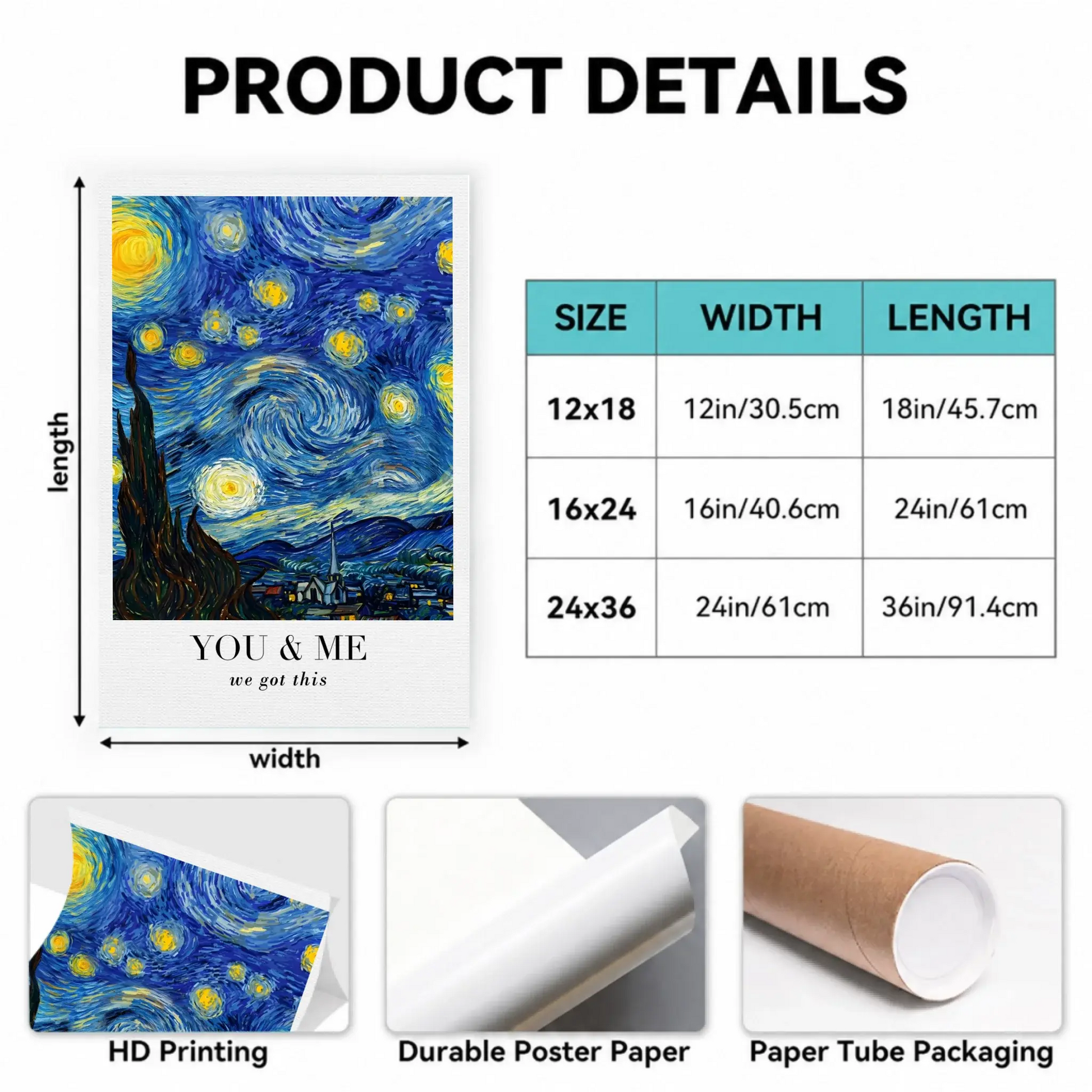 Portrait Poster Product Size Details