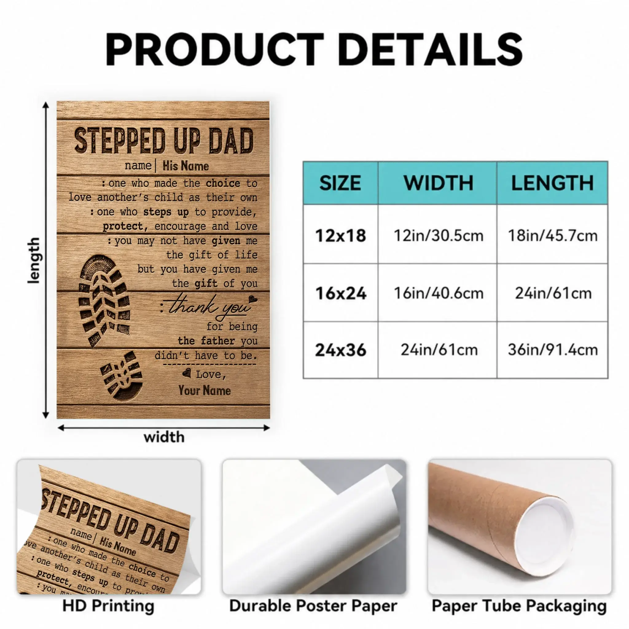 Portrait Poster Product Size Details