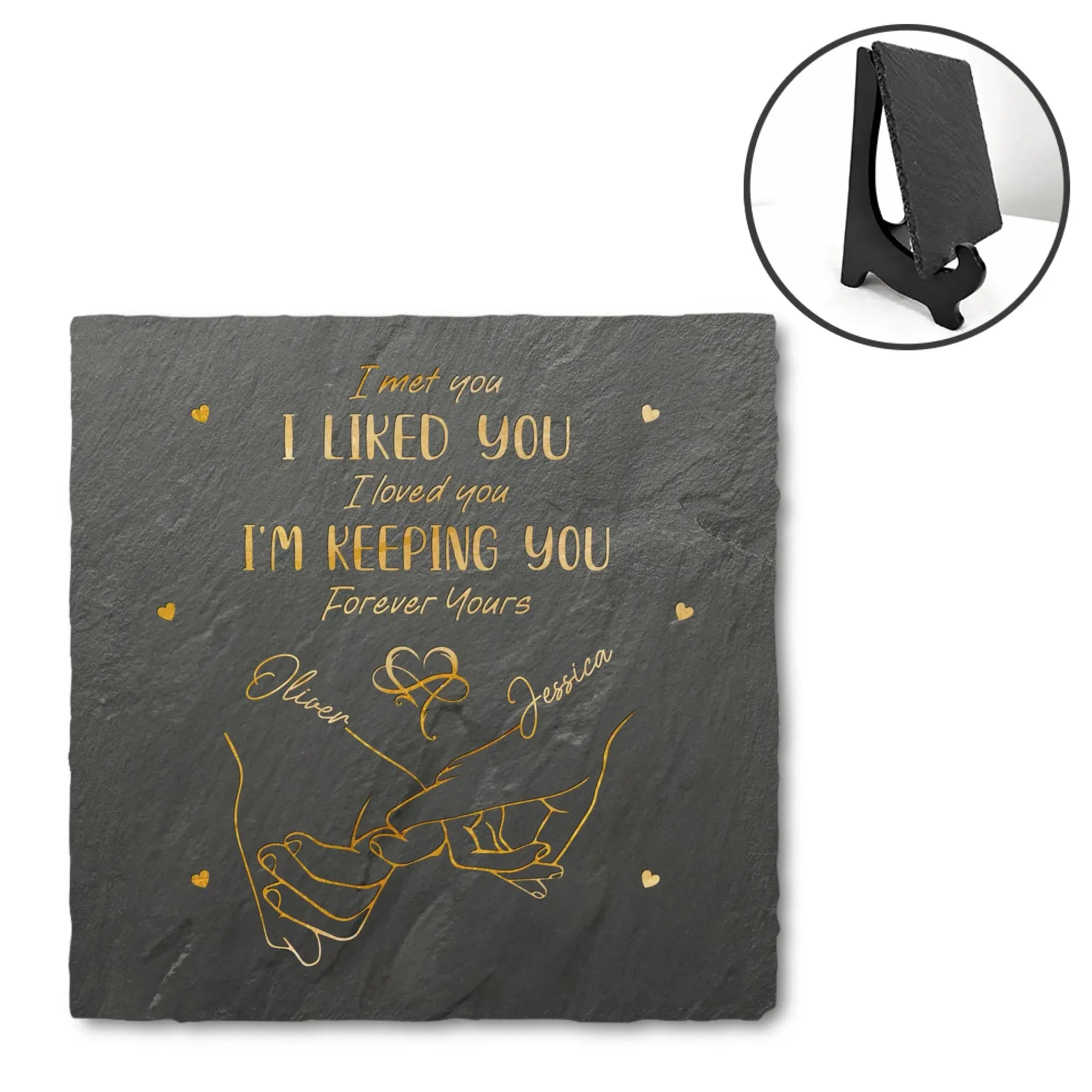 I Liked You Couple Personalized Custom Square Shaped Stone With Stand Duconspace