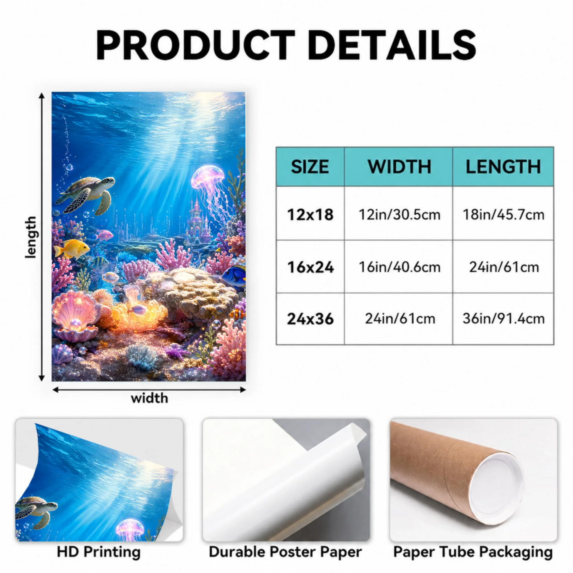 Portrait Poster Product Size Details