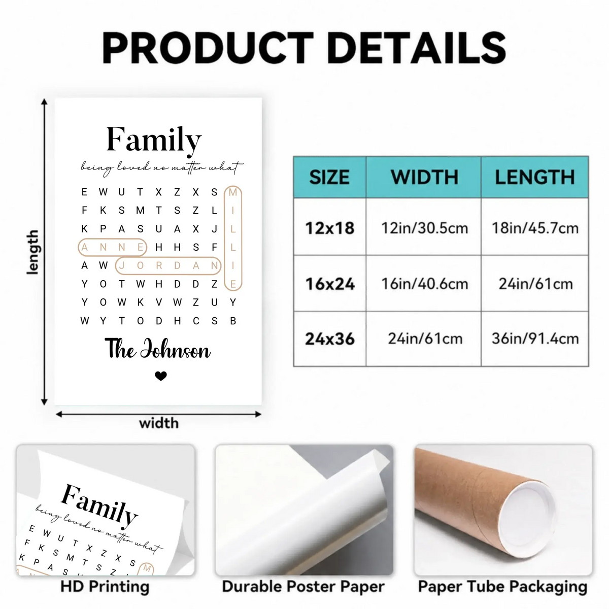 Portrait Poster Product Size Details