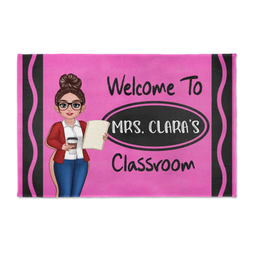 Custom Name & Outfit Color Teacher School Standard Doormat