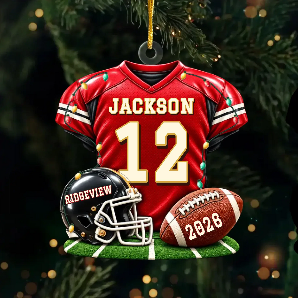Personalized football jersey helmet acrylic ornament