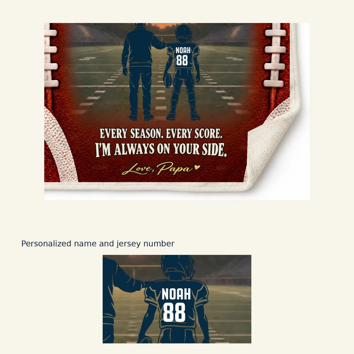 Detail of personalized jersey name and number