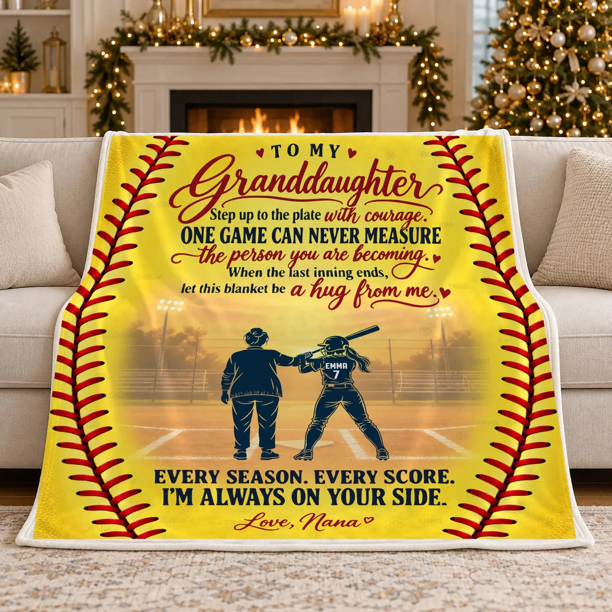 Softball granddaughter blanket from nana