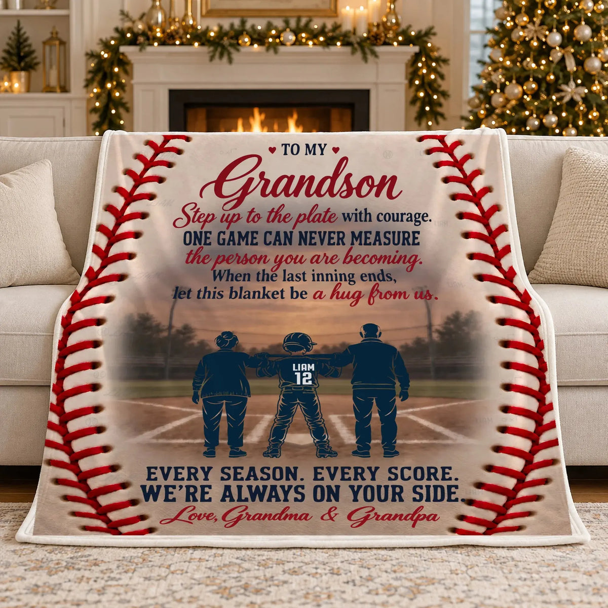 Baseball grandson blanket from grandma and grandpa