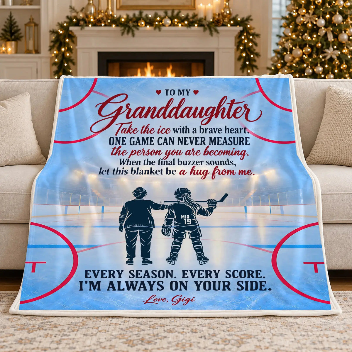 Hockey granddaughter blanket from gigi