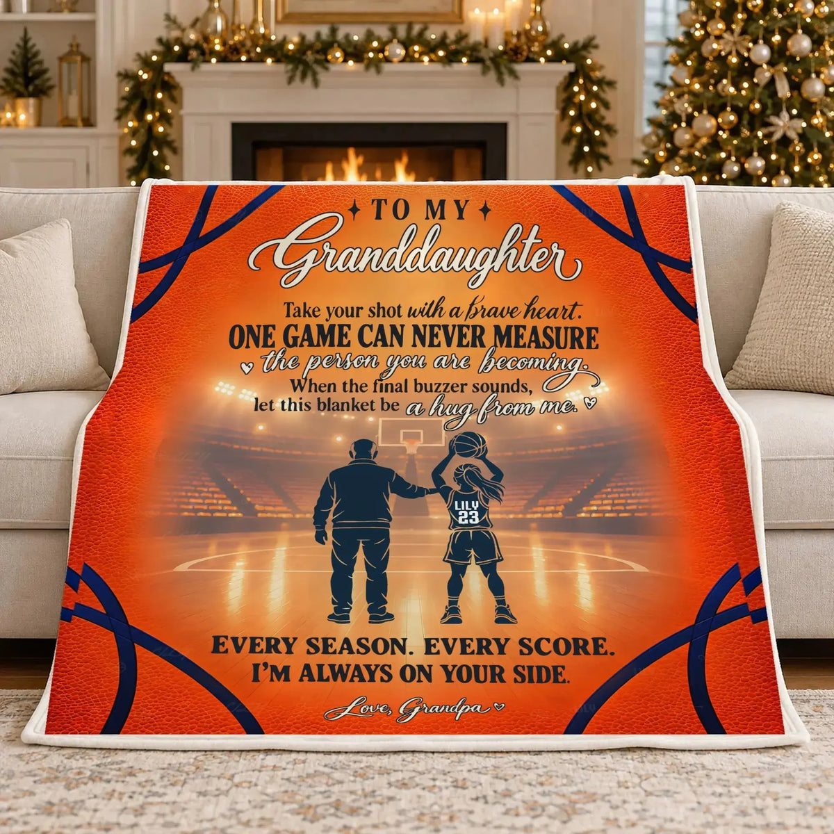 Basketball granddaughter blanket from grandpa