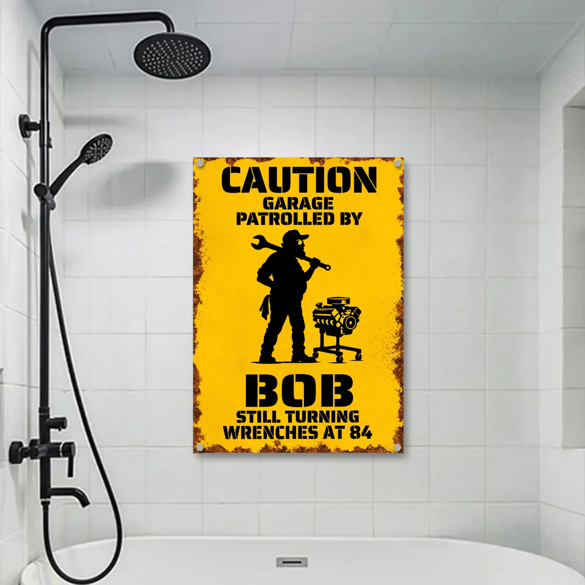 Duconspace Metal Sign Portrait Hanging on the Bathroom Wall