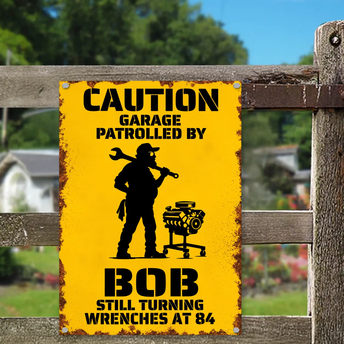 Duconspace Metal Sign Portrait Hanging On Garden Fence