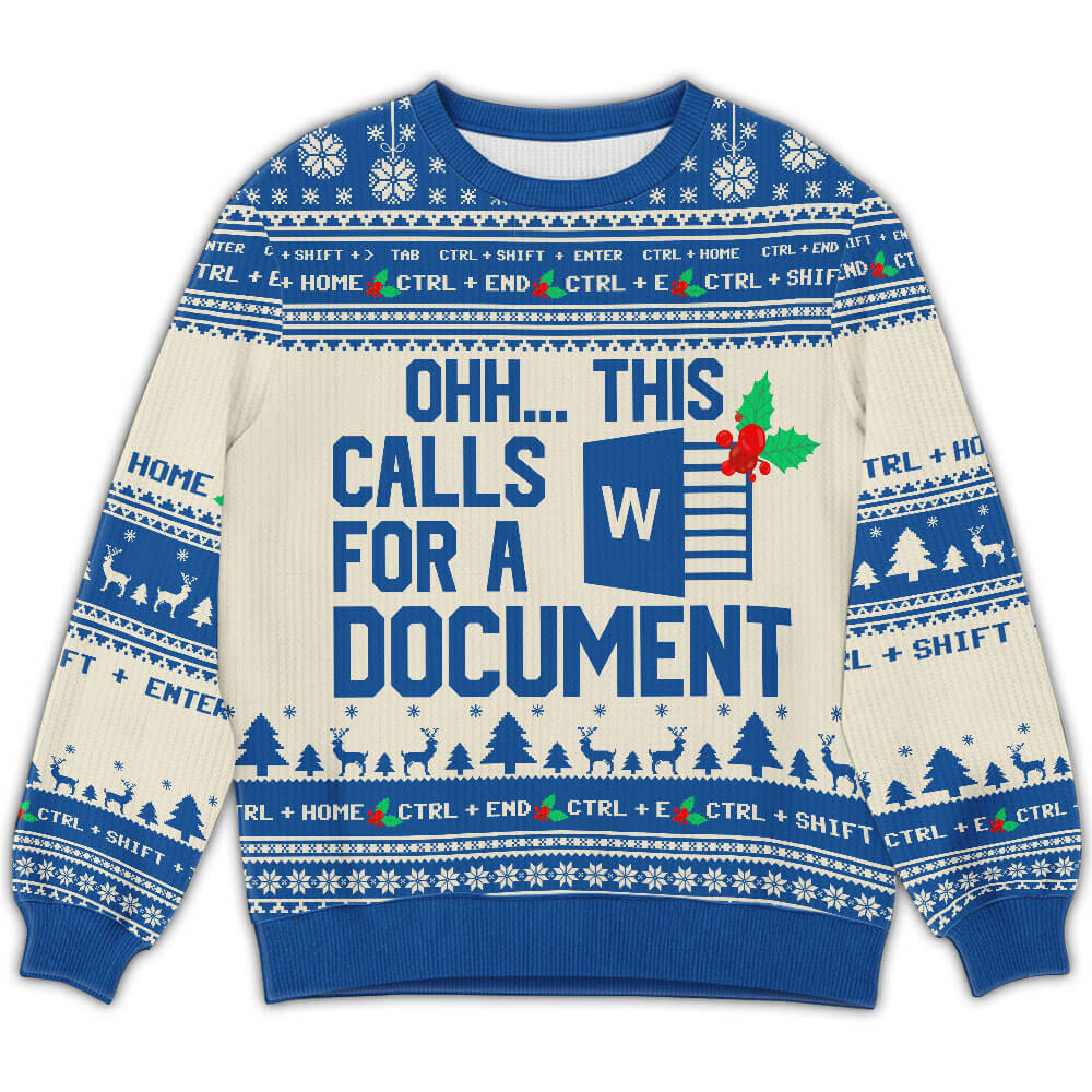 Funny Microsoft Word Ugly Christmas Sweater – “Ohh This Calls for a Document” Office Gift