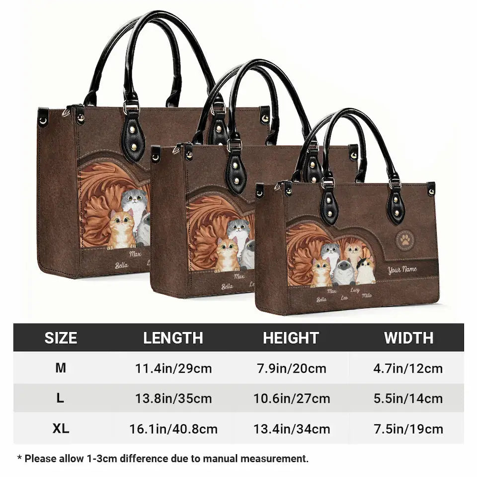 A Luxury Tailored for Cat Moms and Dads - Custom Cat Leather Handbag, Personalized Gift for Cat Lovers 3