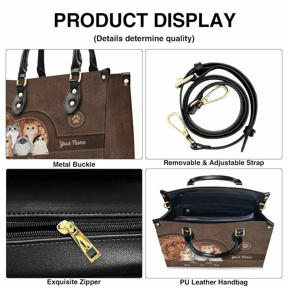 A Luxury Tailored for Cat Moms and Dads - Custom Cat Leather Handbag, Personalized Gift for Cat Lovers 3